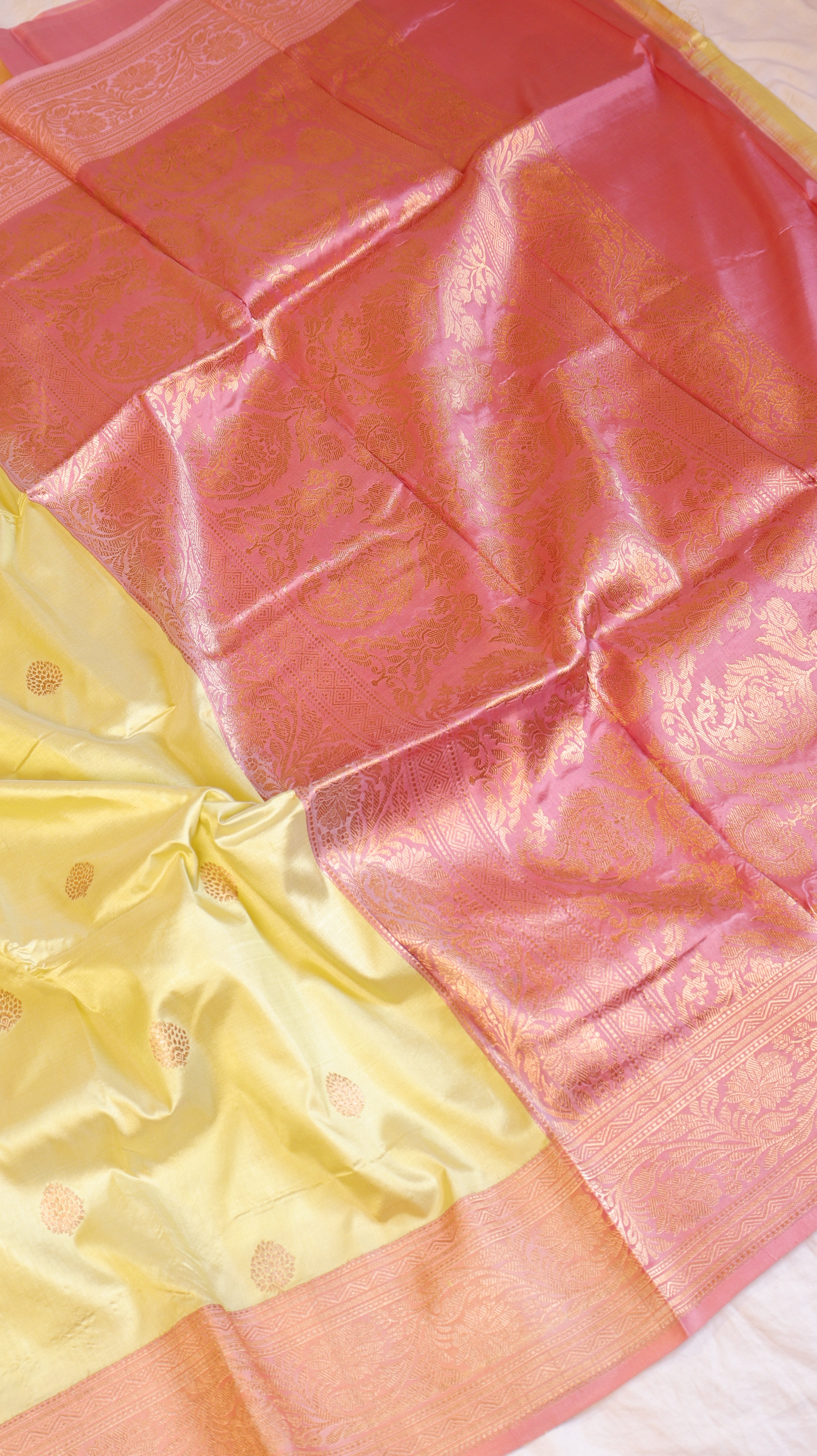 Pure Katan Silk Handloom Saree with Contrast Blouse