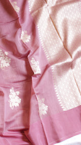 Mauve Pink Pure Cotton Handloom Saree with Brocade Blouse