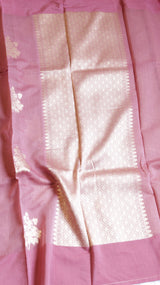 Mauve Pink Pure Cotton Handloom Saree with Brocade Blouse