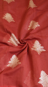 Cherry Red Pure Cotton Handloom Saree with Brocade Blouse