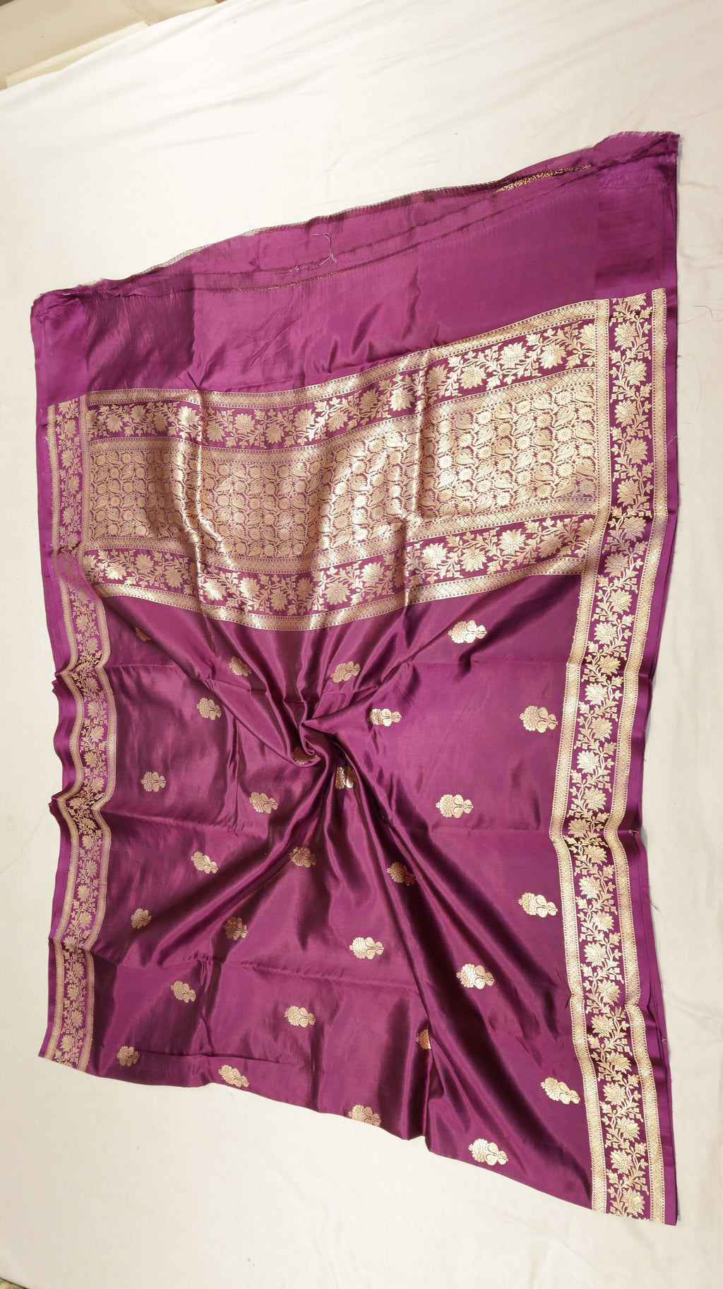 Pre-Order : Deep Magenta Pure Soft Katan Silk Handloom Saree with Stripes Blouse