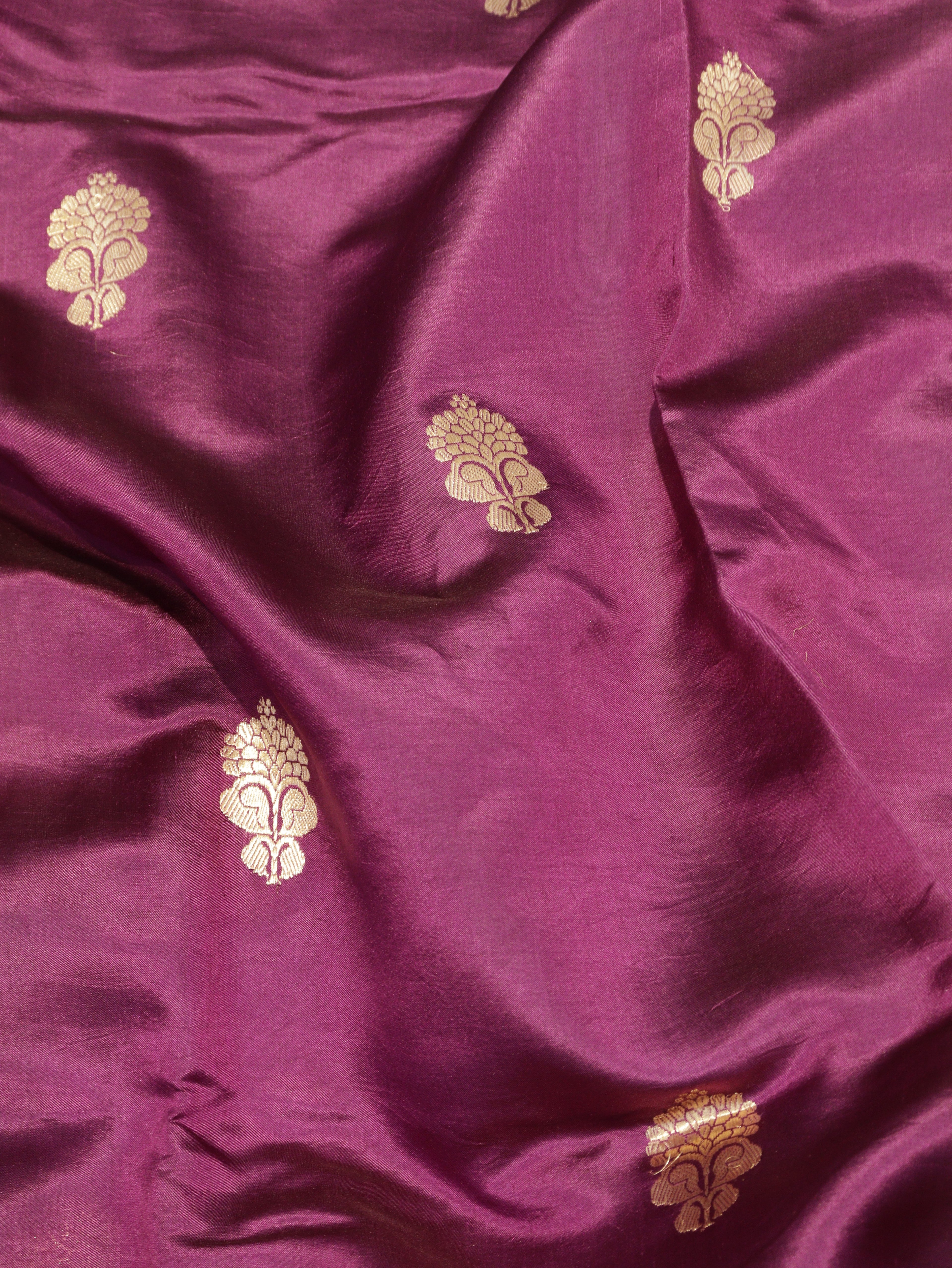 Pre-Order : Deep Magenta Pure Soft Katan Silk Handloom Saree with Stripes Blouse