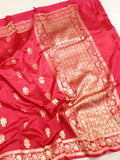 Rich Red Pure Soft Katan Silk Handloom Saree with Stripes Blouse
