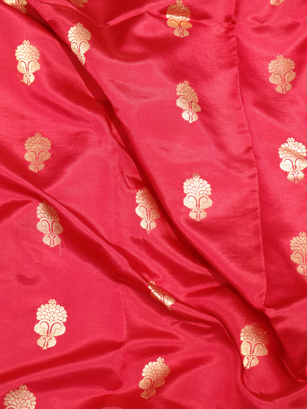 Rich Red Pure Soft Katan Silk Handloom Saree with Stripes Blouse