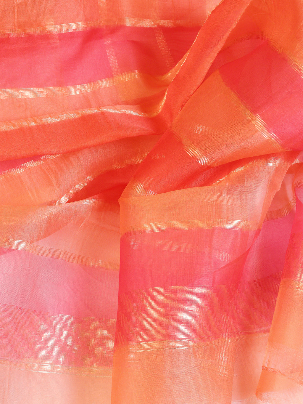 Pre Order: Peach Pure Kora Silk Handloom Saree with Rangkaat Blouse
