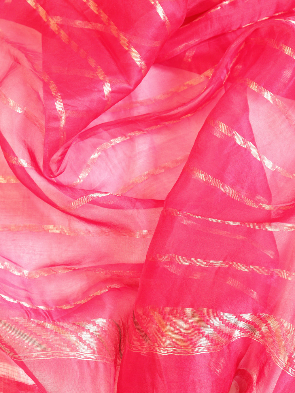 Raspberry Pink Pure Kora Silk Handloom Saree with Rangkaat Blouse