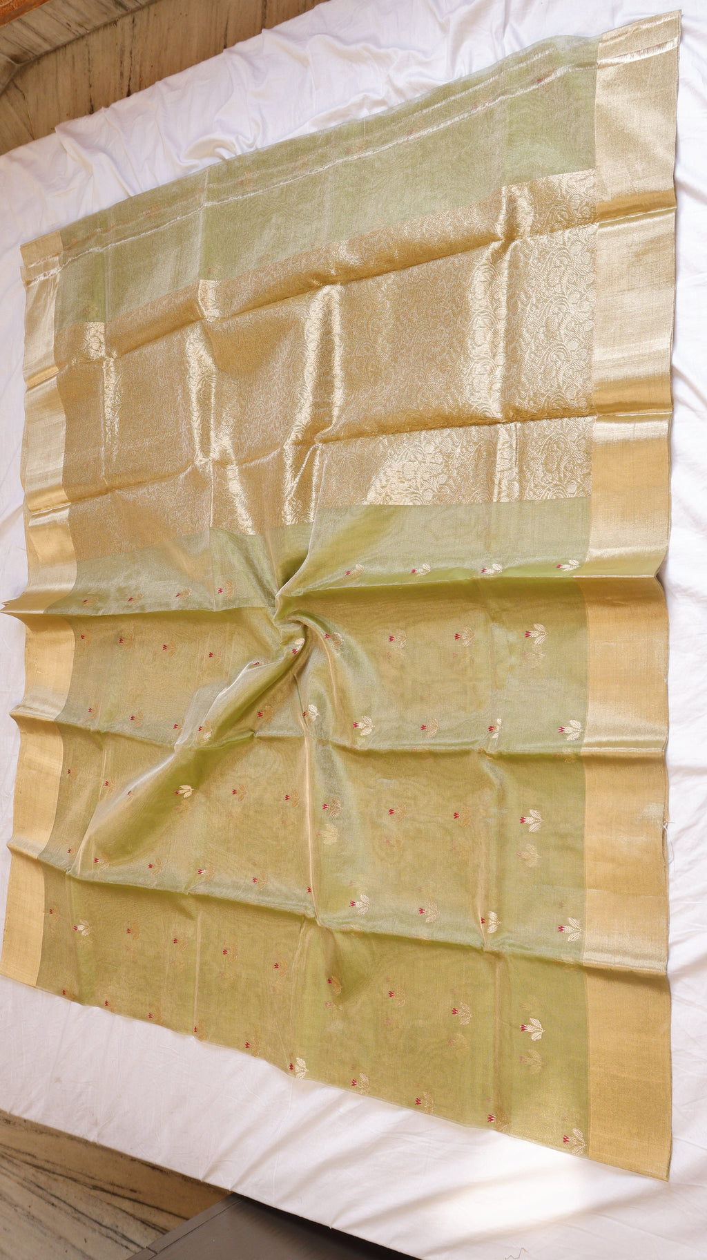 Soft Green Pure Tissue Silk Handloom Saree