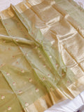 Soft Green Pure Tissue Silk Handloom Saree