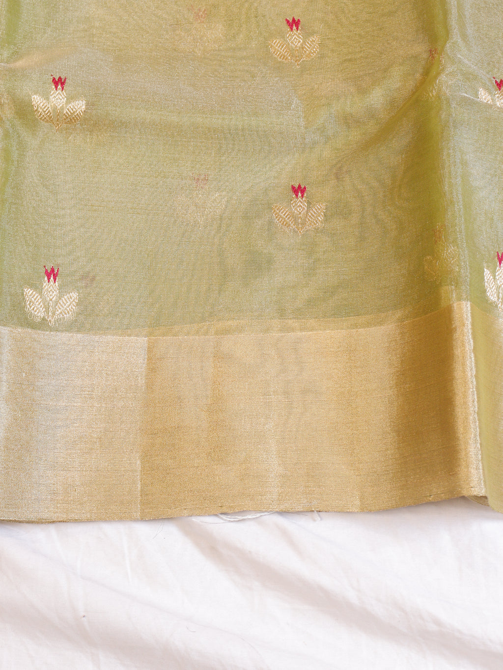 Soft Green Pure Tissue Silk Handloom Saree