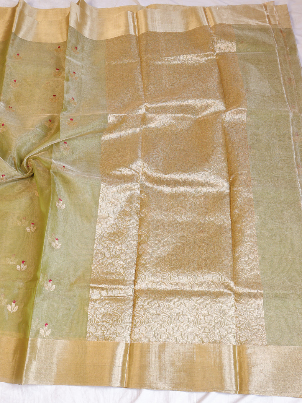 Soft Green Pure Tissue Silk Handloom Saree