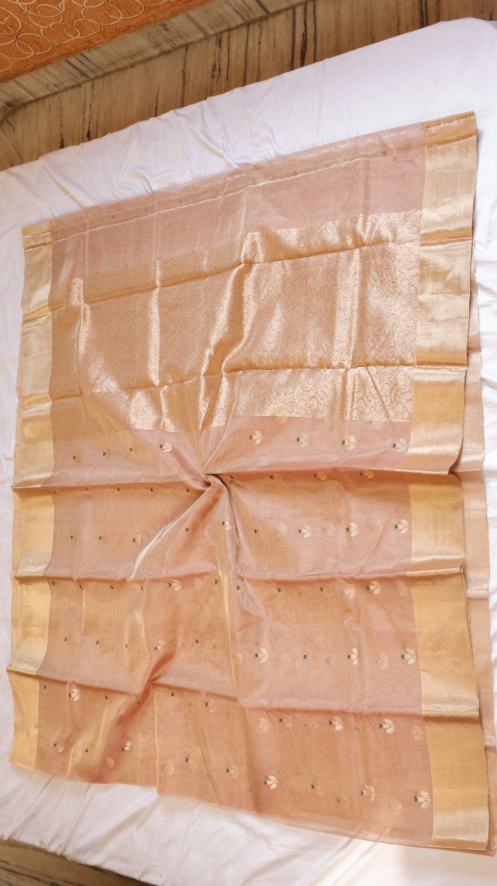 Soft Pink Pure Tissue Silk Handloom Saree