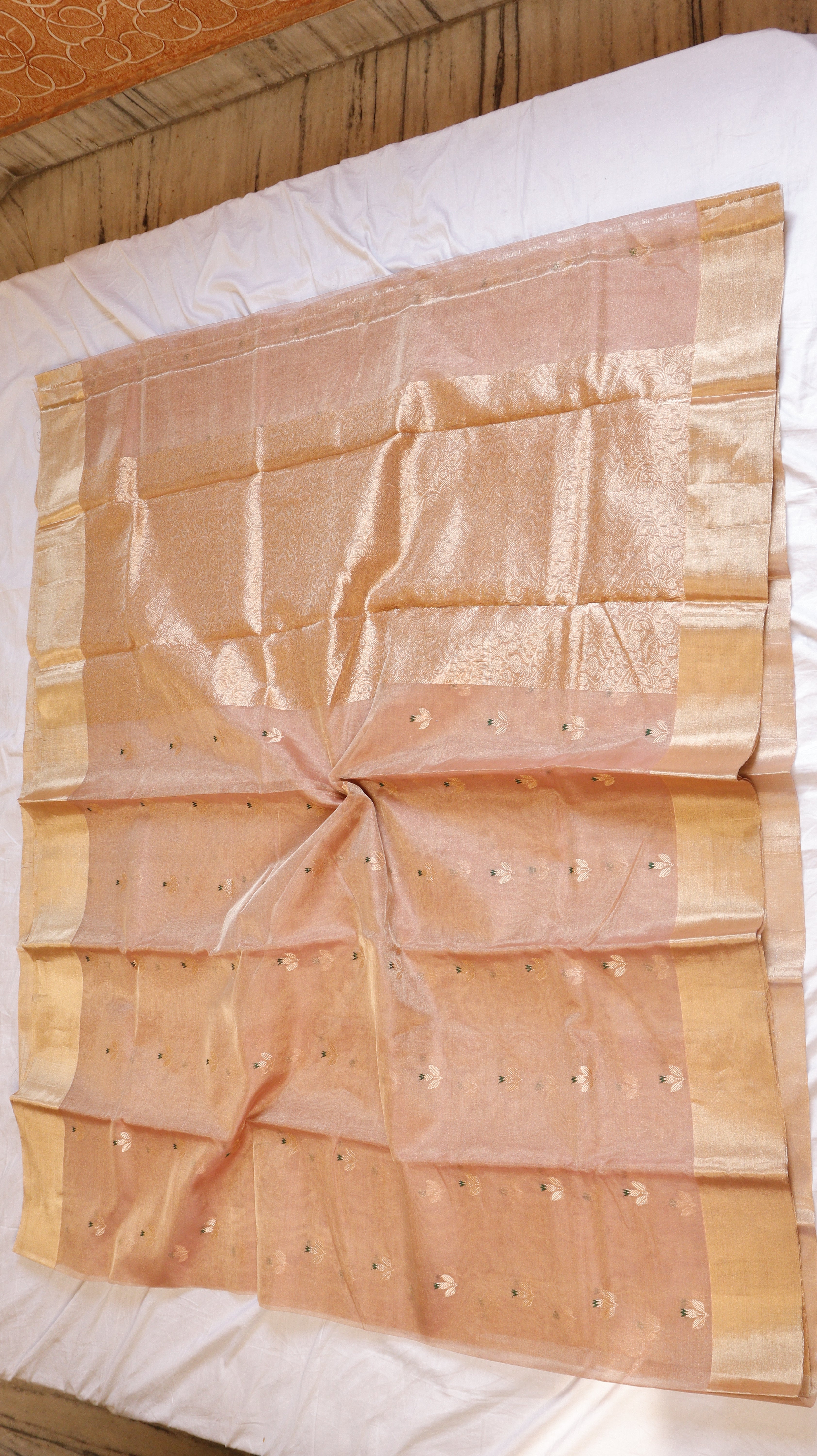 Soft Pink Pure Tissue Silk Handloom Saree