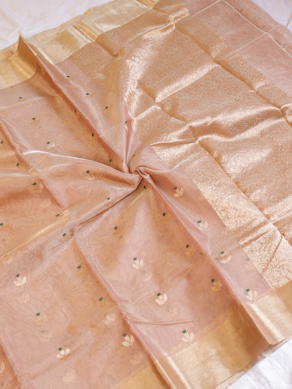 Soft Pink Pure Tissue Silk Handloom Saree