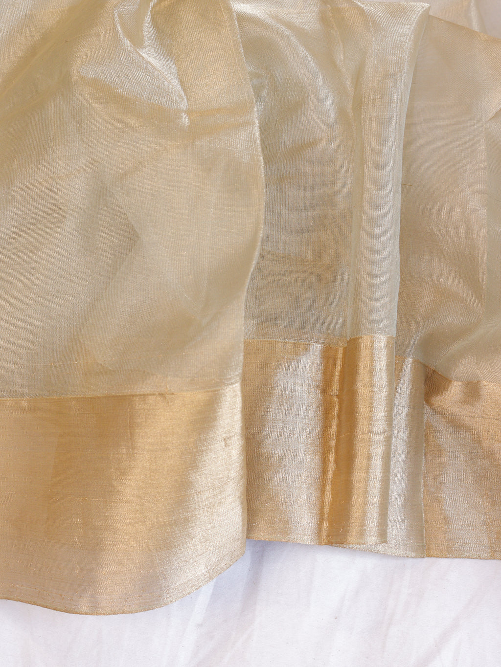Warm Pista Green Pure Tissue Silk Handloom Saree