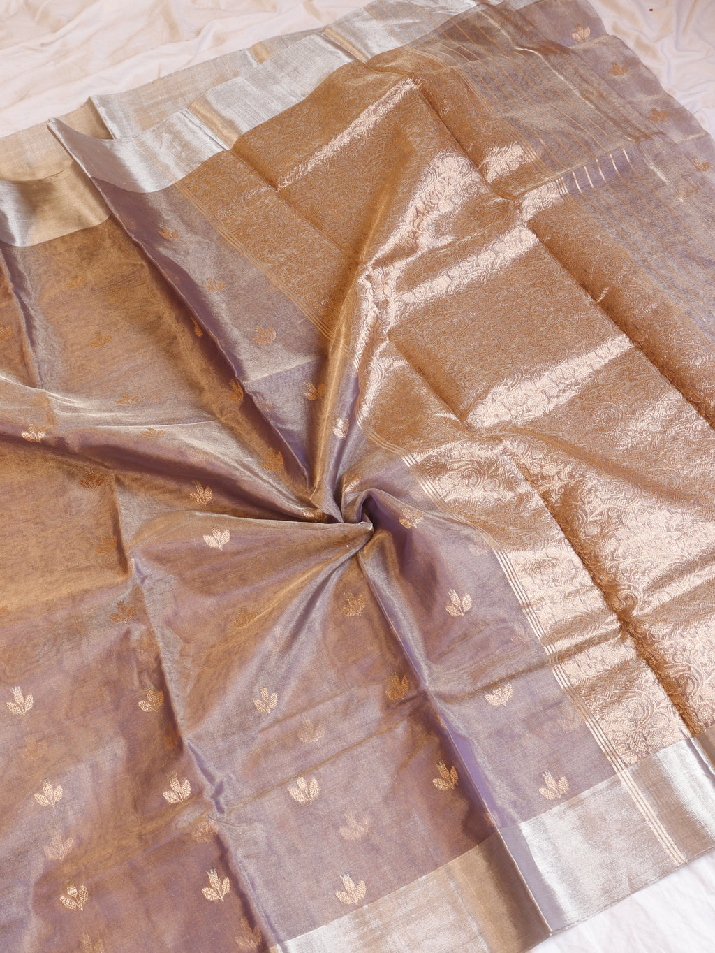 Soft Purple Pure Tissue Silk Handloom Saree