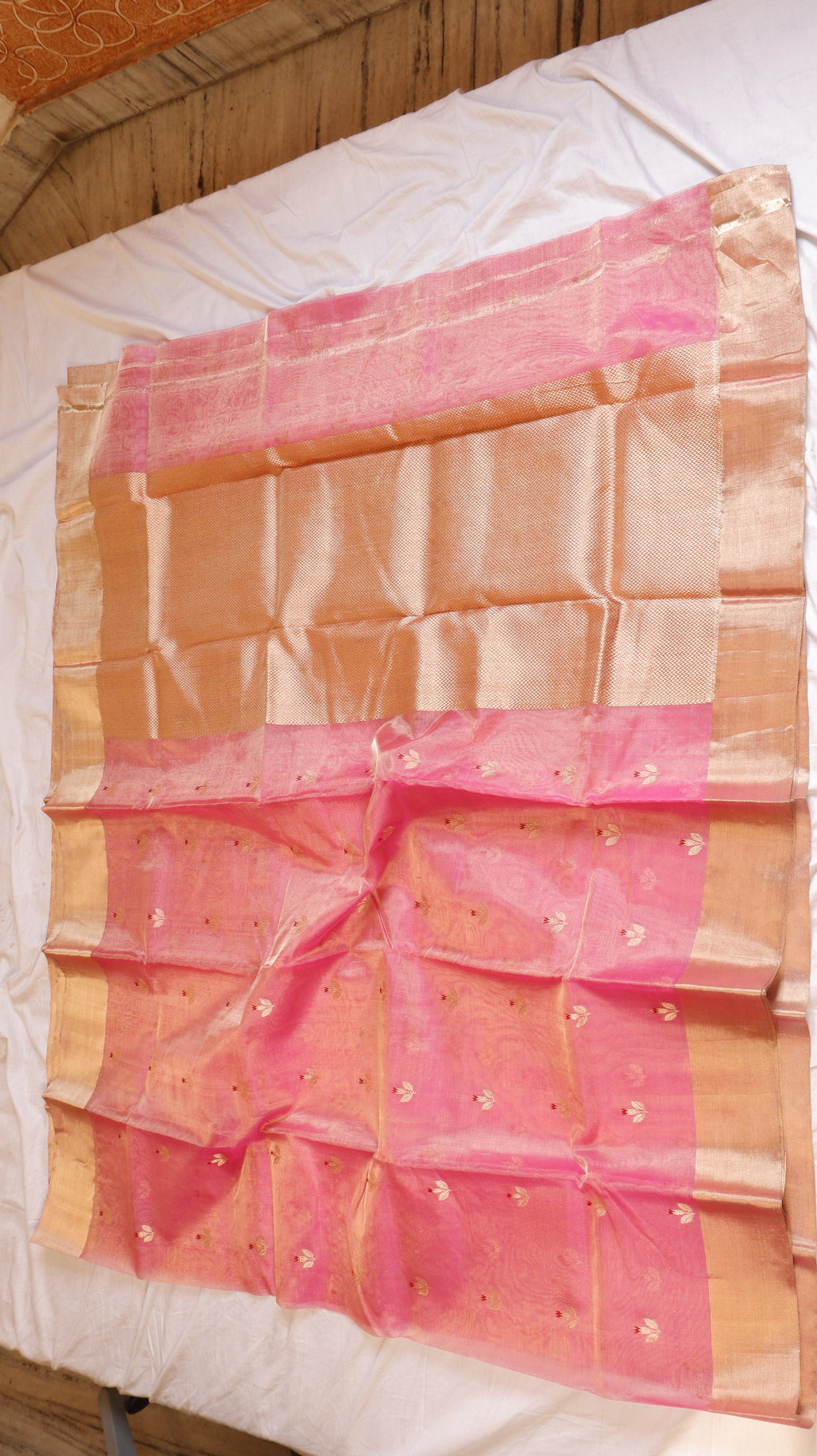 Pink Pure Tissue Silk Handloom Saree