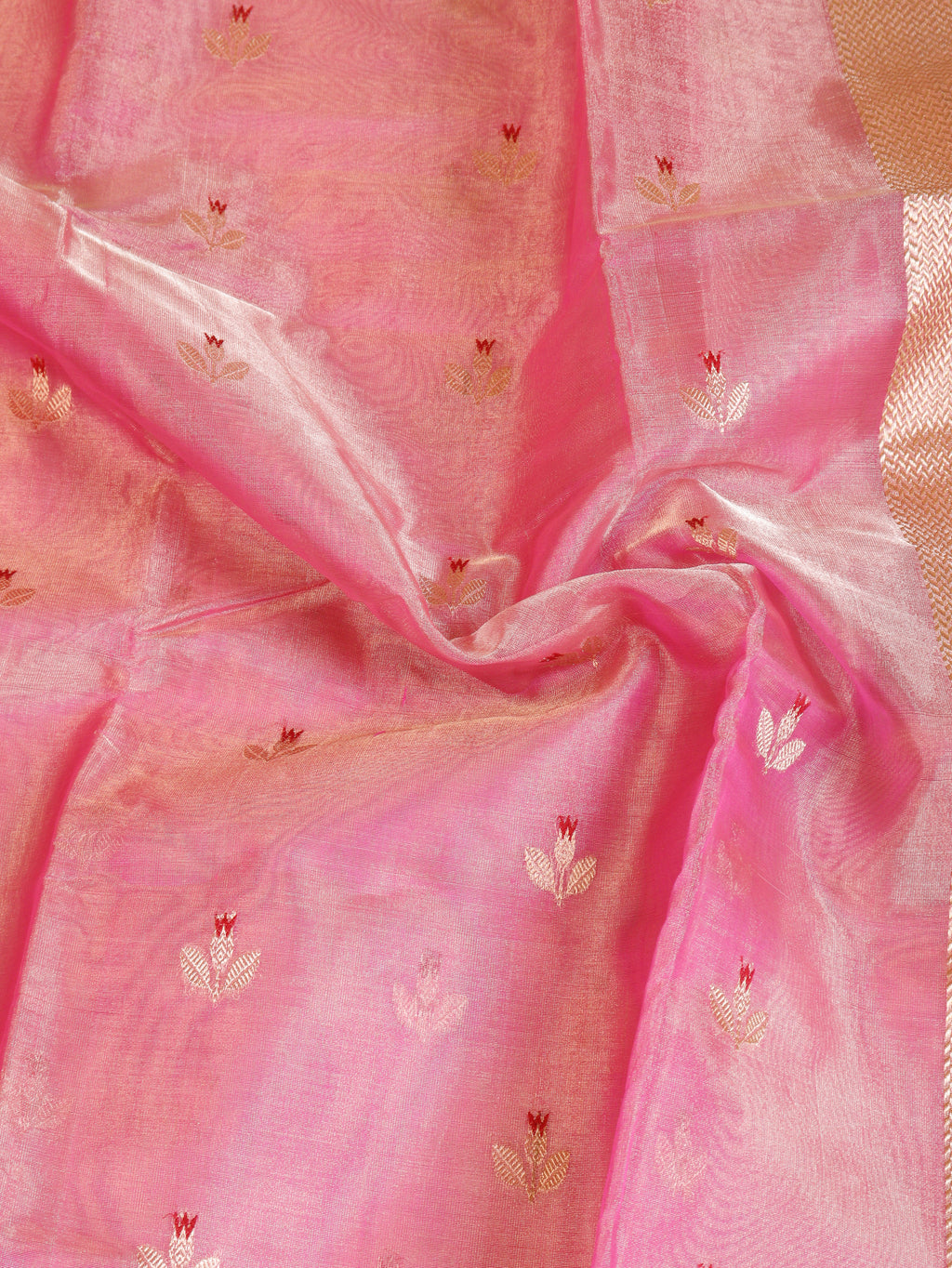 Pink Pure Tissue Silk Handloom Saree