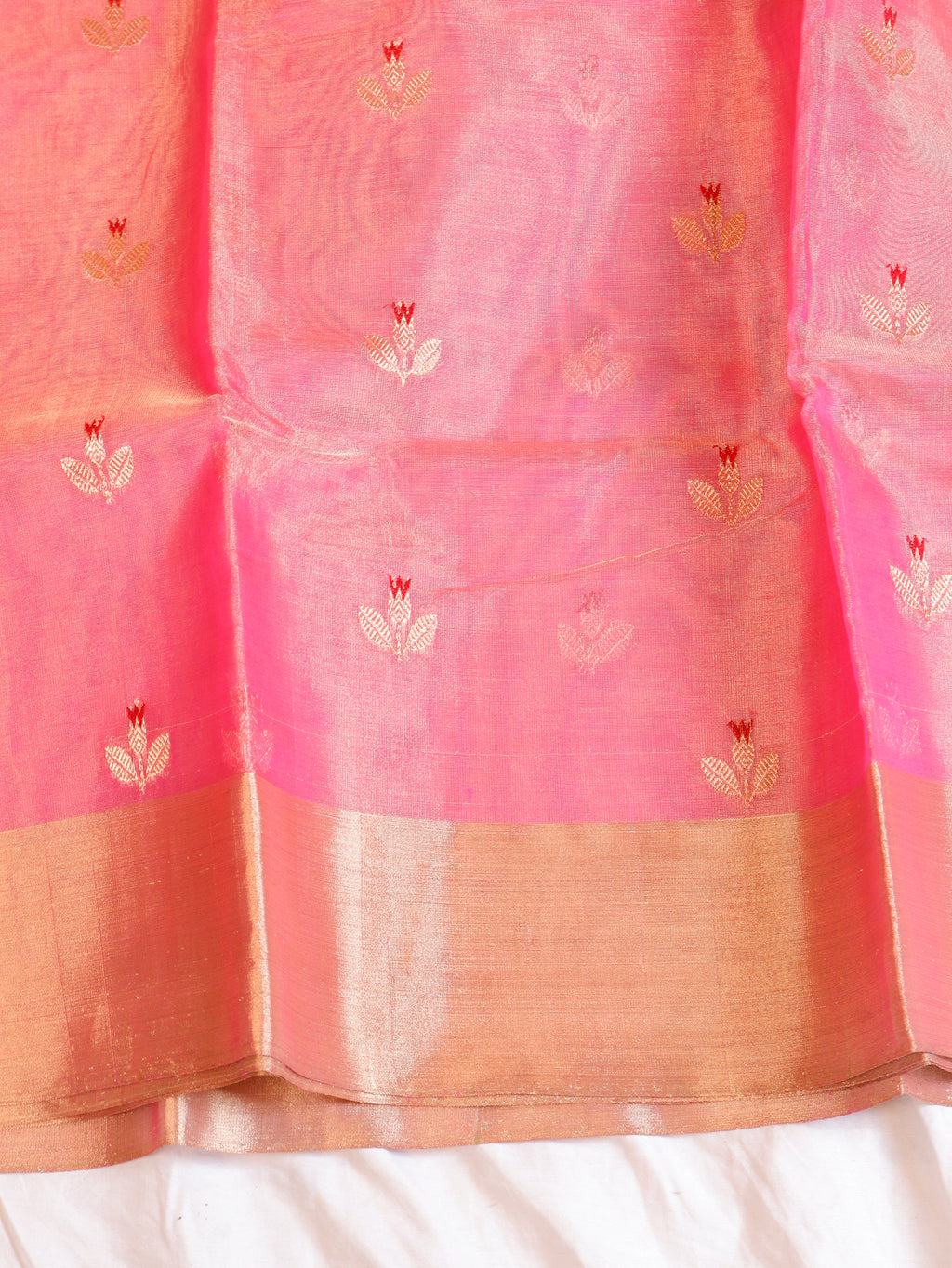 Pink Pure Tissue Silk Handloom Saree