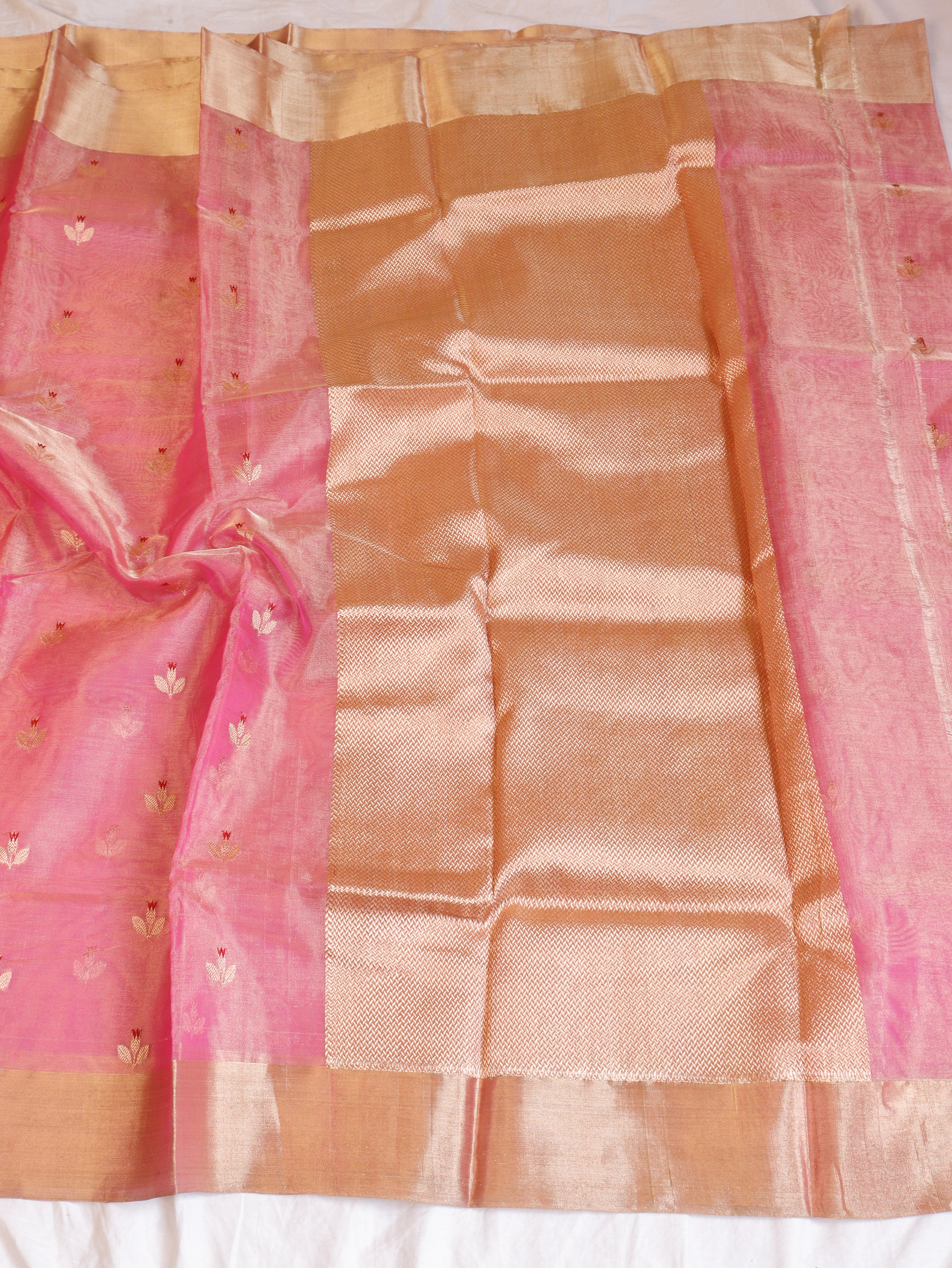 Pink Pure Tissue Silk Handloom Saree