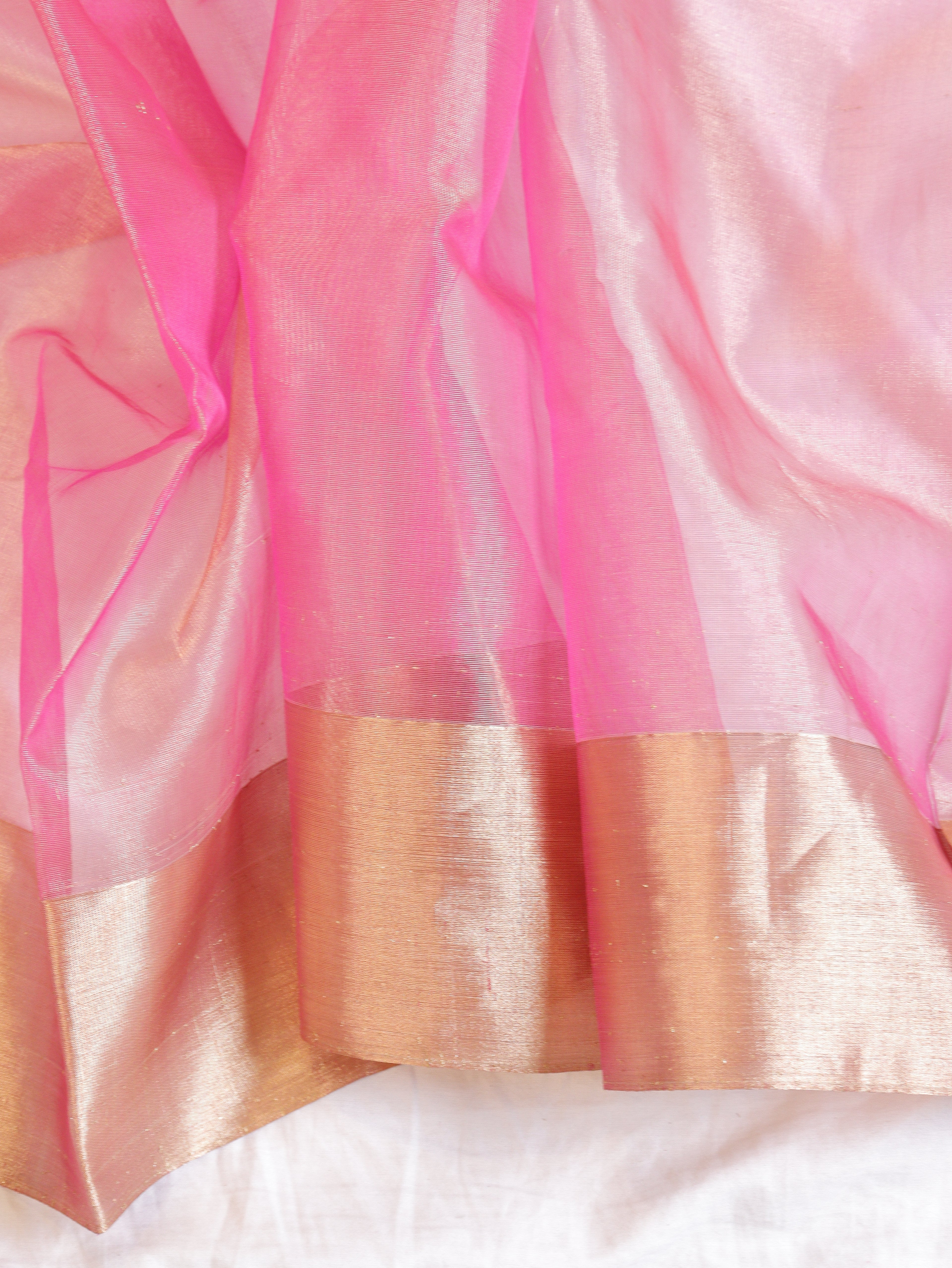 Pink Pure Tissue Silk Handloom Saree