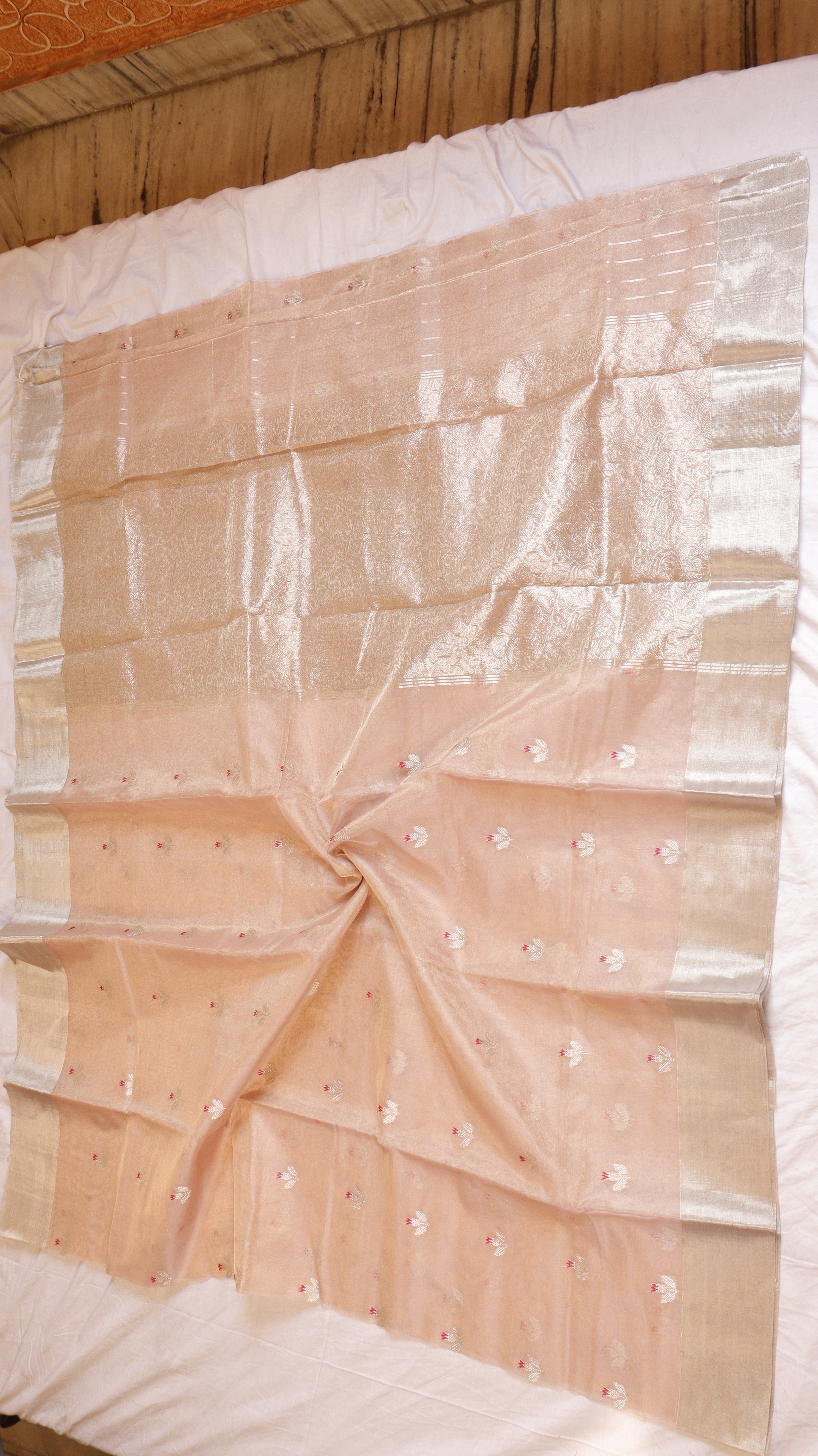 Pre-Order : Pastel Rose Pink Pure Tissue Silk Handloom Saree