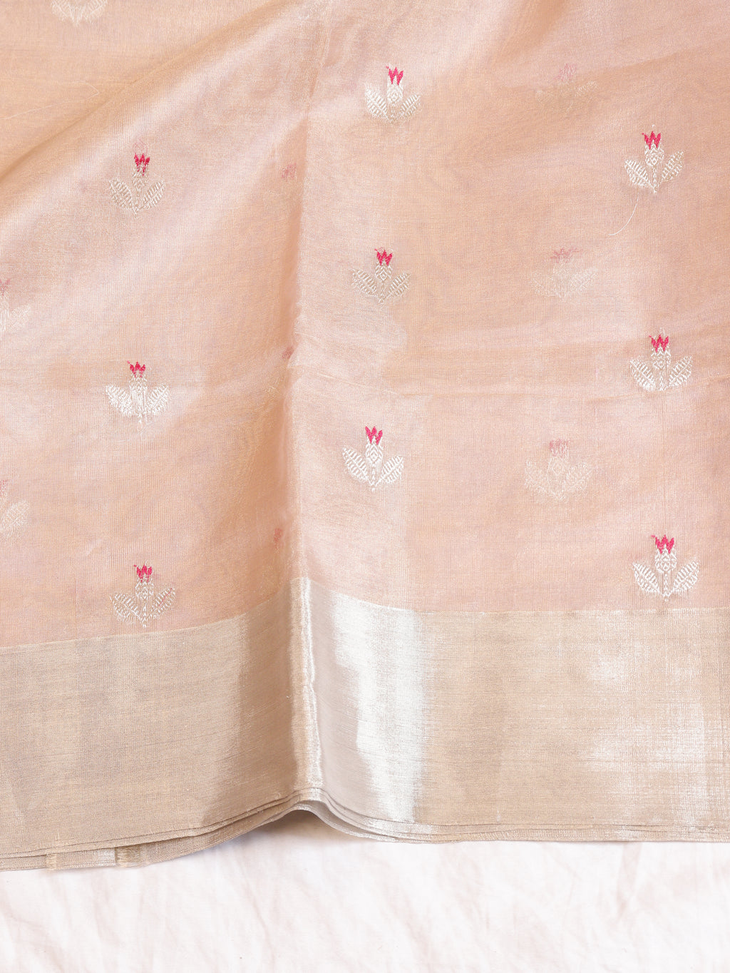 Pre-Order : Pastel Rose Pink Pure Tissue Silk Handloom Saree