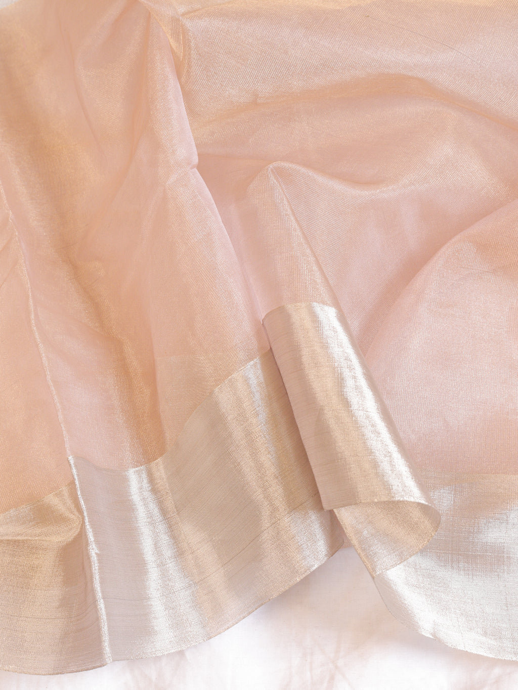 Pre-Order : Pastel Rose Pink Pure Tissue Silk Handloom Saree