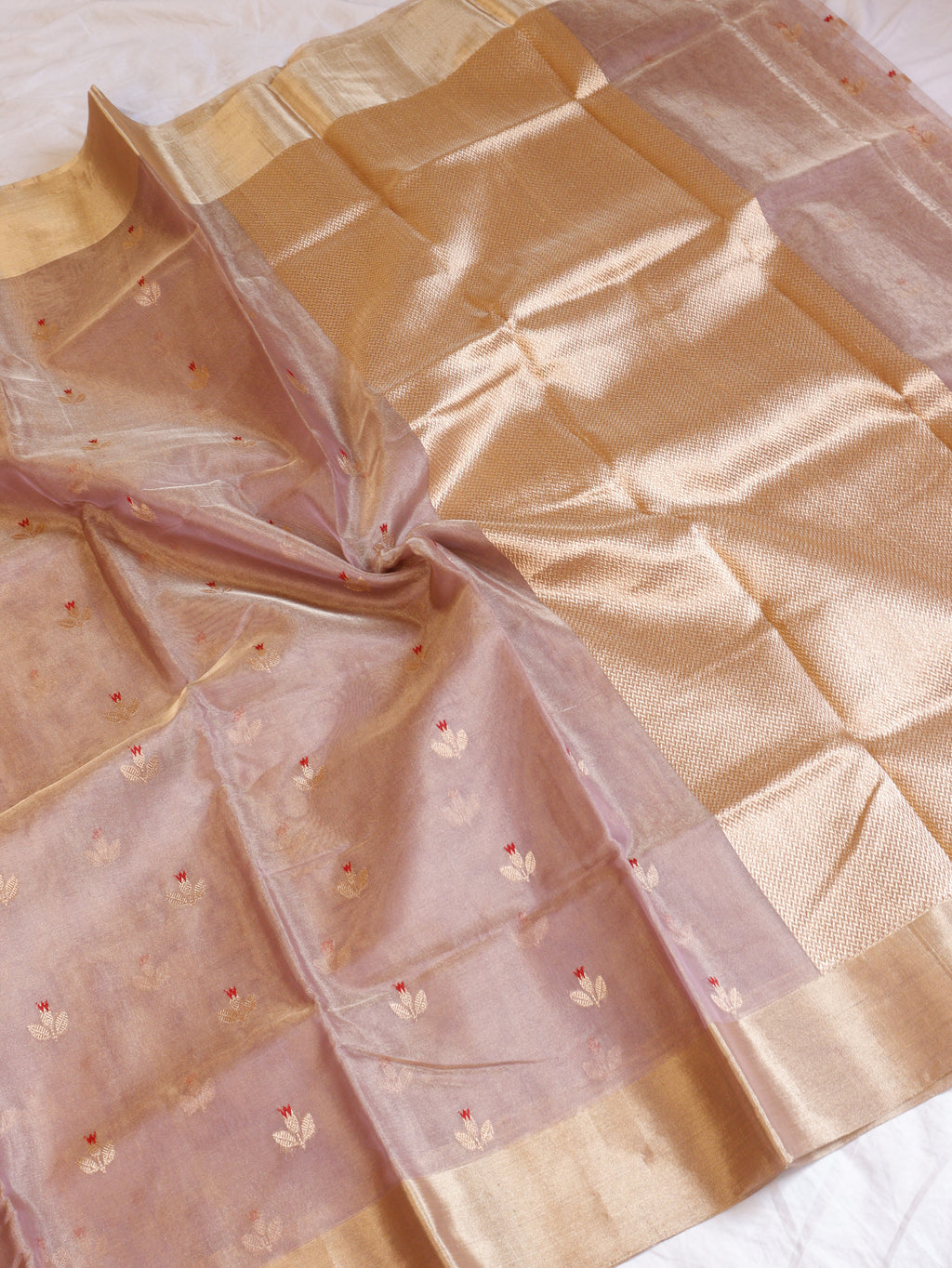 Pastel Purple Pure Tissue Silk Handloom Saree