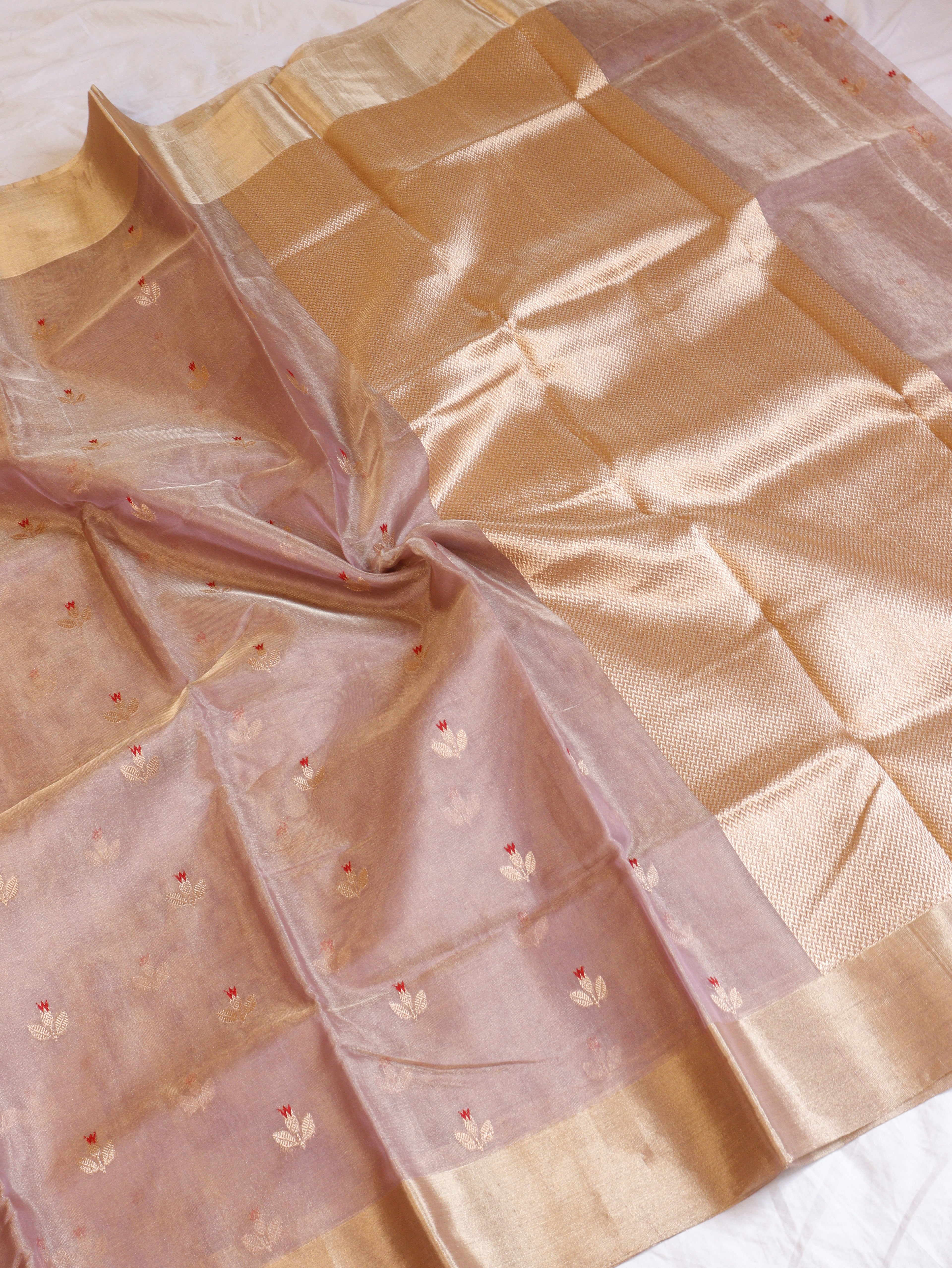 Pastel Purple Pure Tissue Silk Handloom Saree