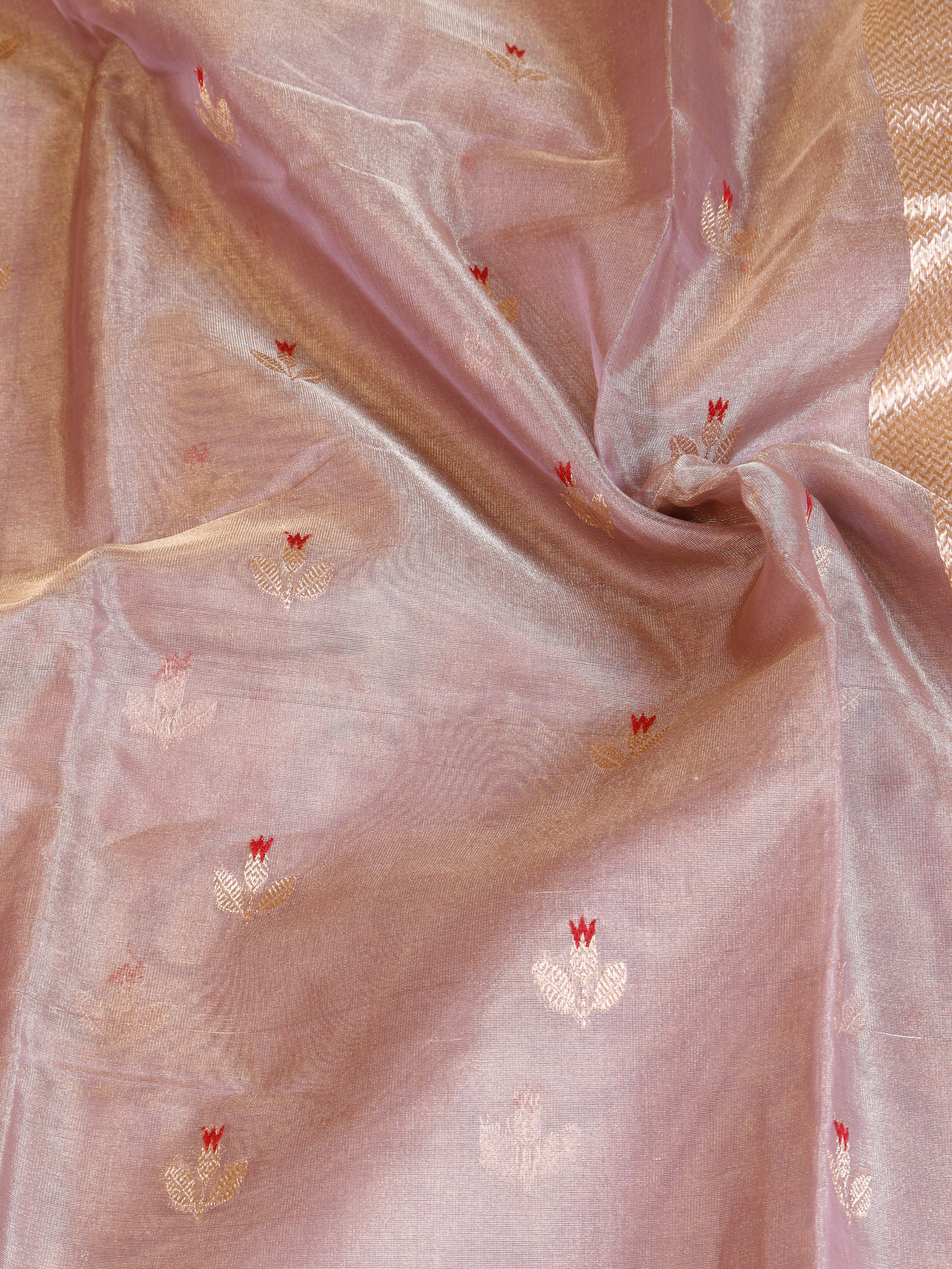 Pastel Purple Pure Tissue Silk Handloom Saree