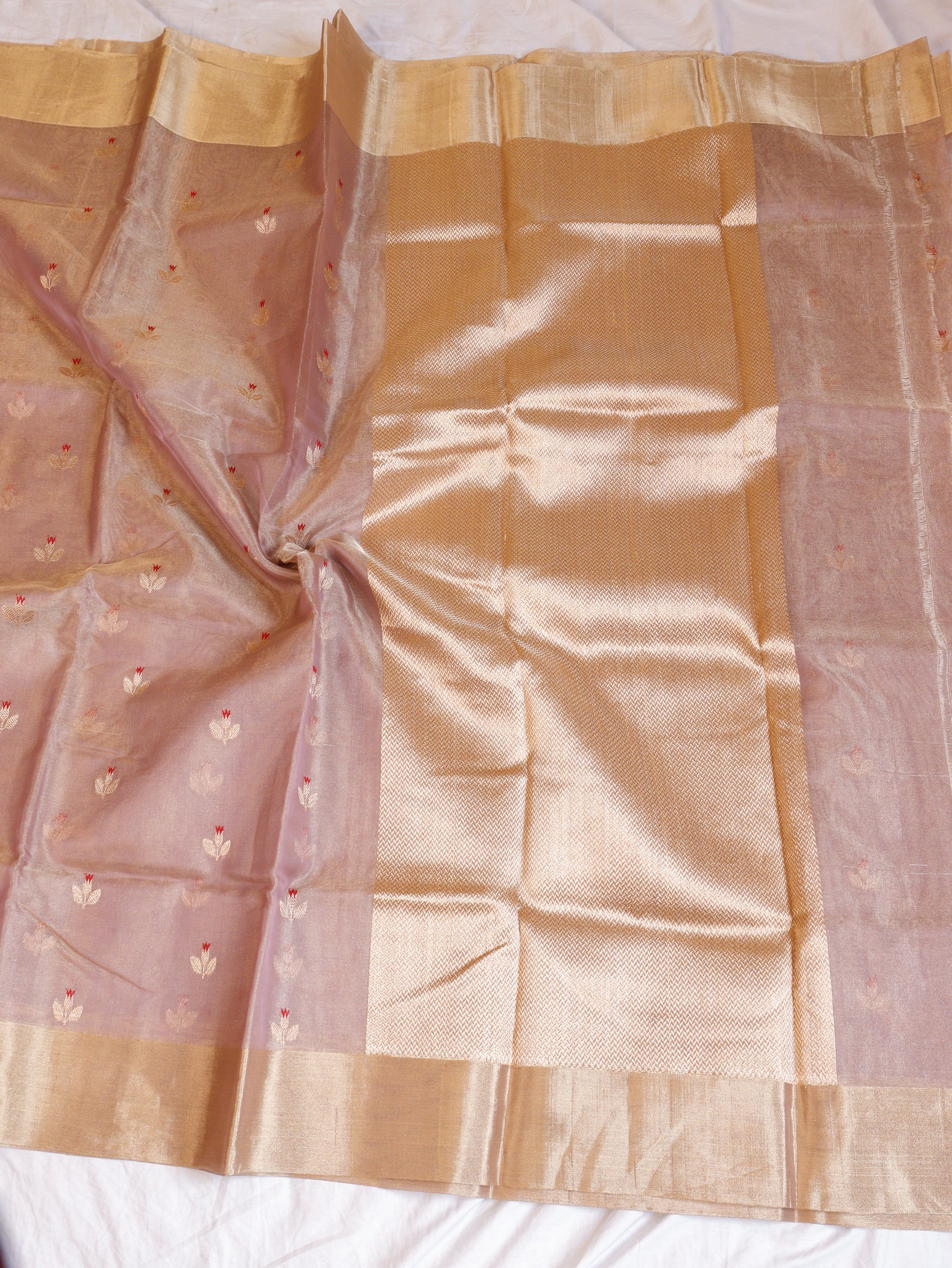 Pastel Purple Pure Tissue Silk Handloom Saree