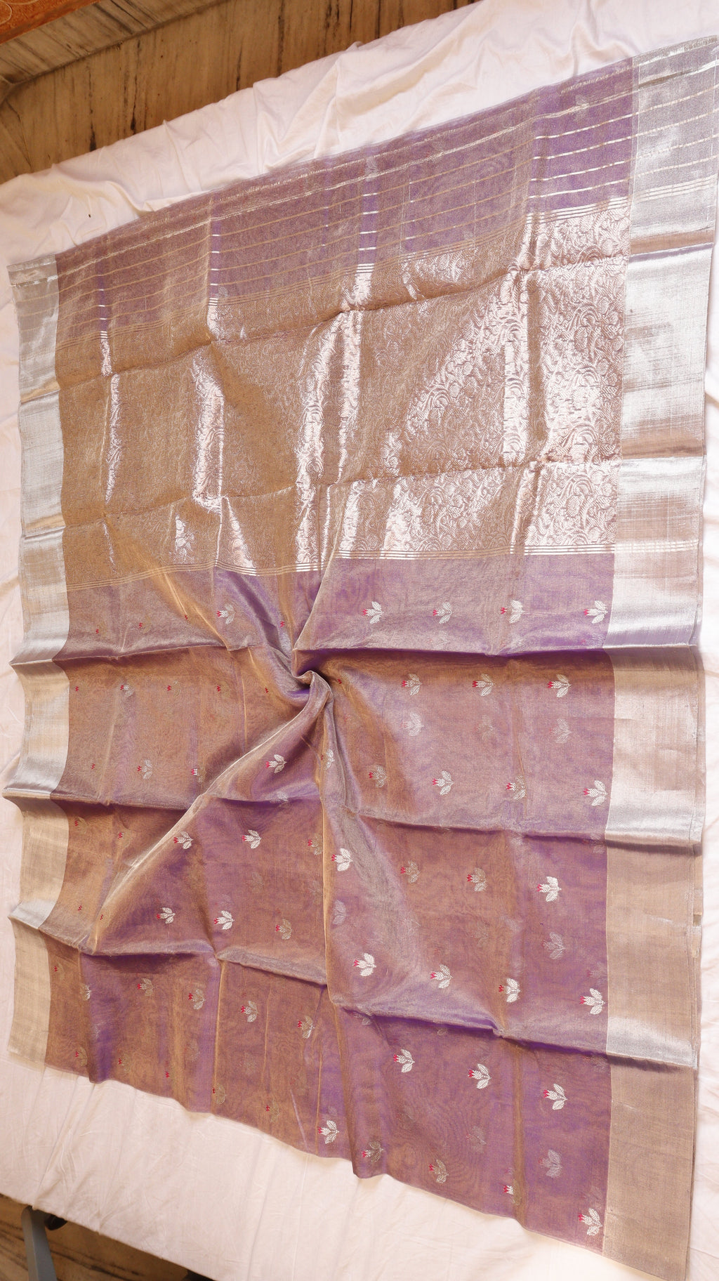 Pre-Order : Purple Pure Tissue Silk Handloom Saree