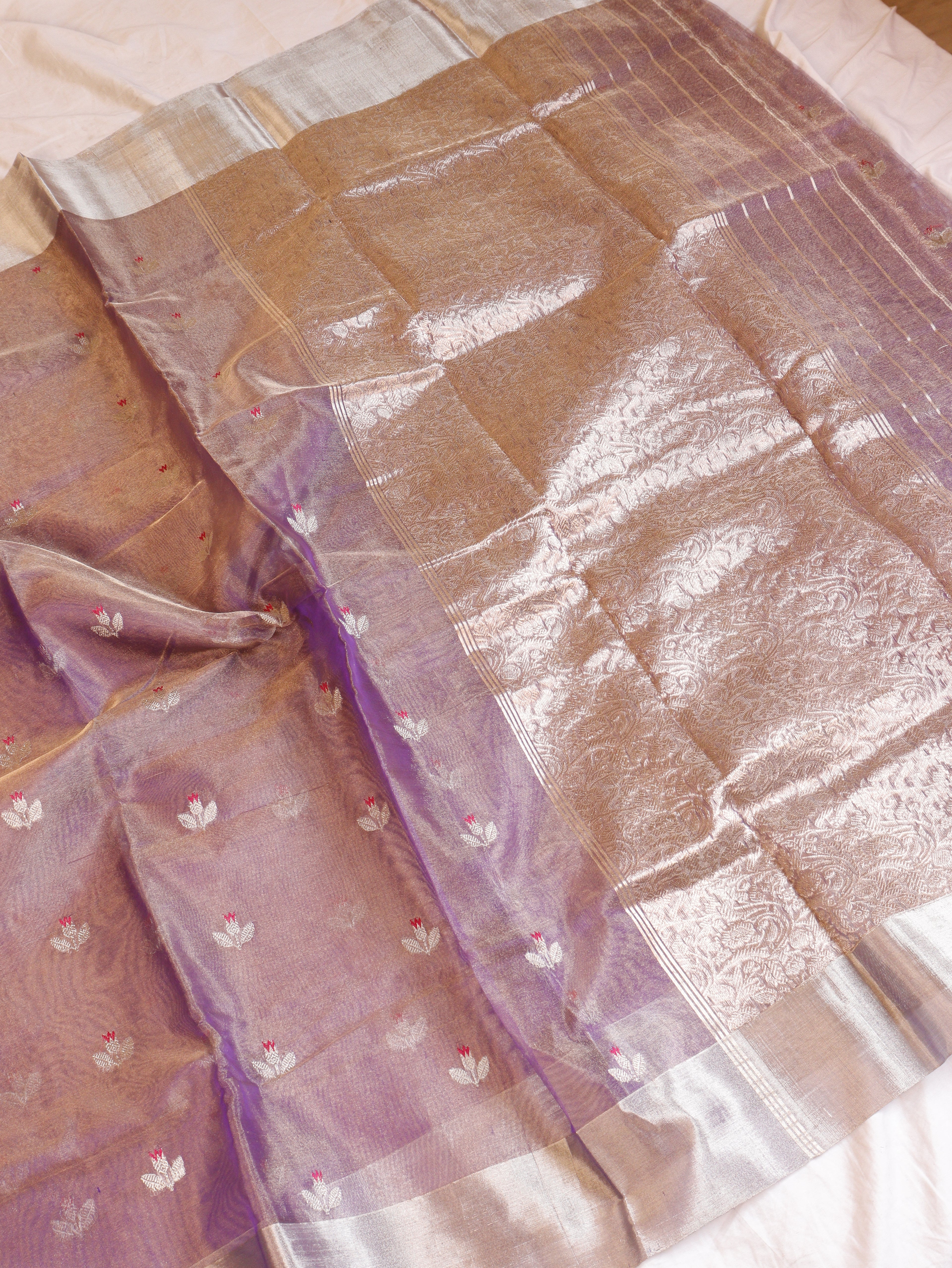 Purple Pure Tissue Silk Handloom Saree