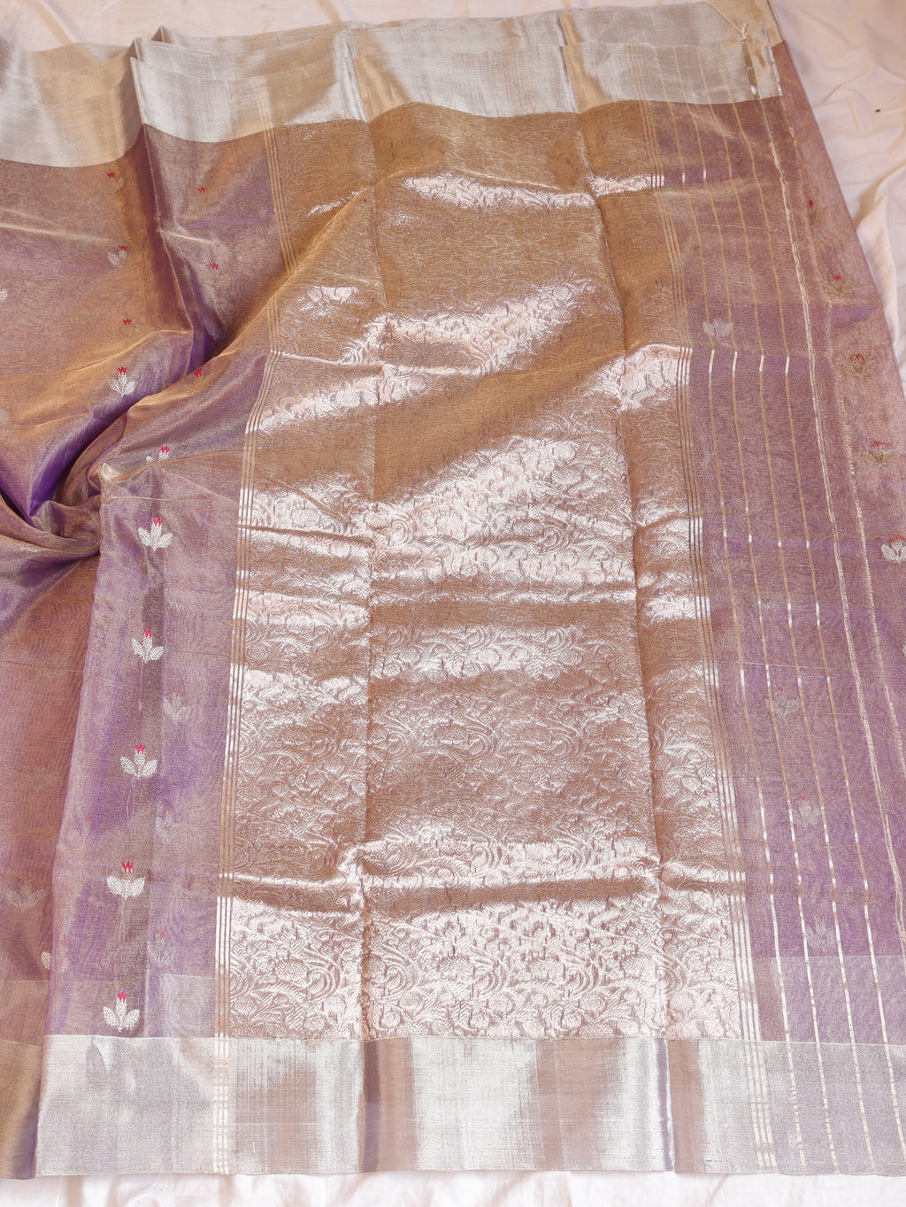 Pre-Order : Purple Pure Tissue Silk Handloom Saree