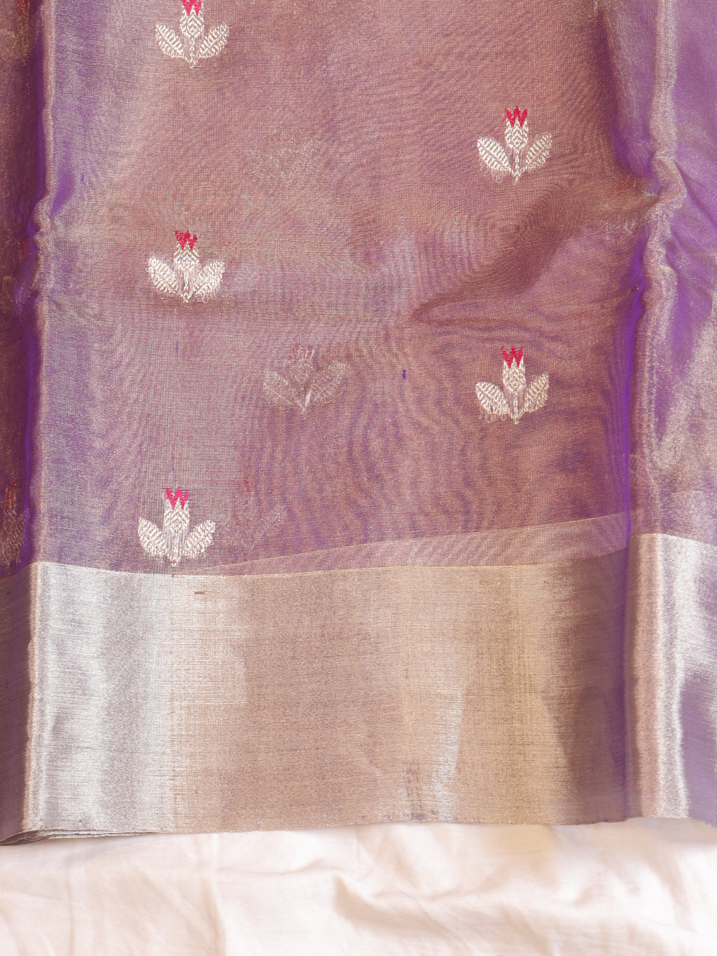 Pre-Order : Purple Pure Tissue Silk Handloom Saree