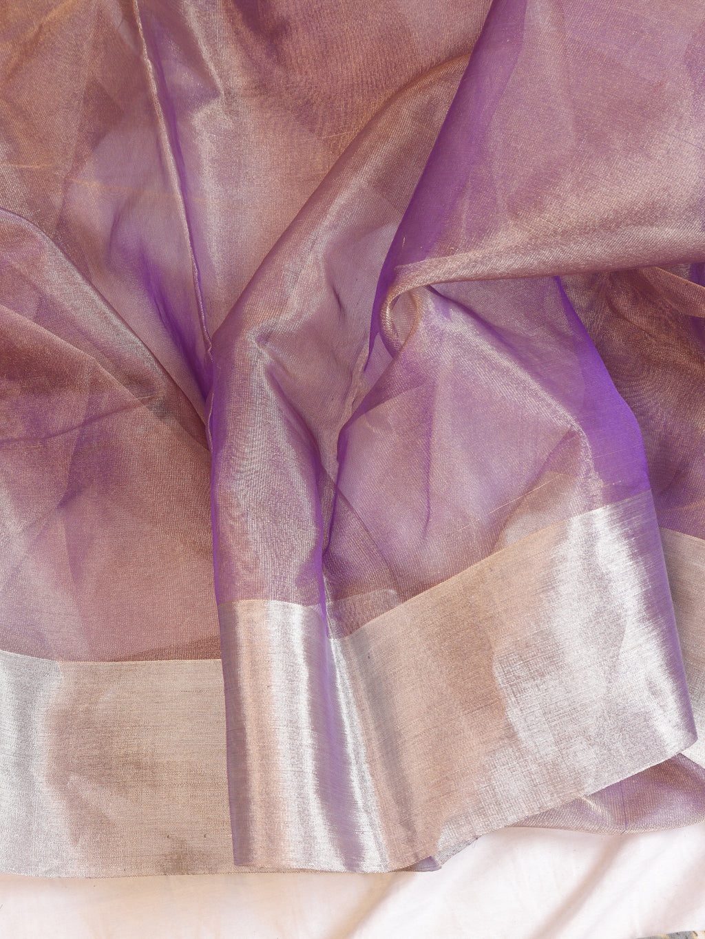 Pre-Order : Purple Pure Tissue Silk Handloom Saree