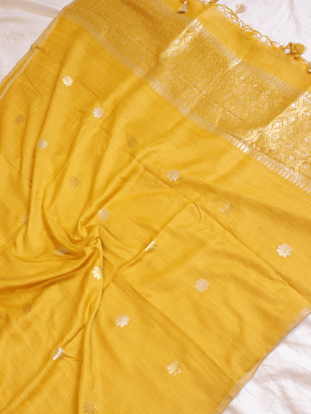 Yellow Pure Moonga Silk Handloom Suit Set