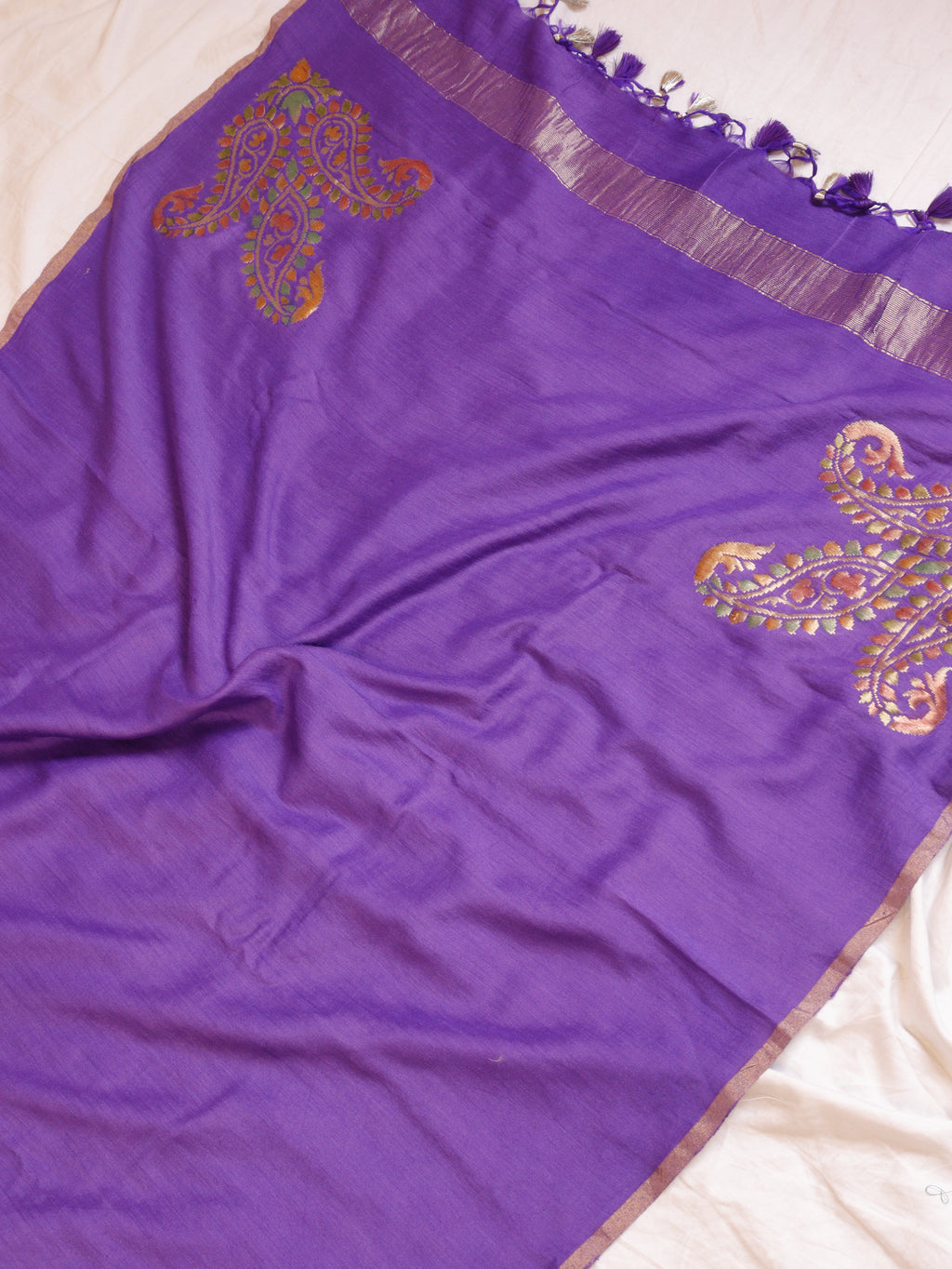 Pre-Order : Purple Pure Moonga Silk Handloom Suit Set