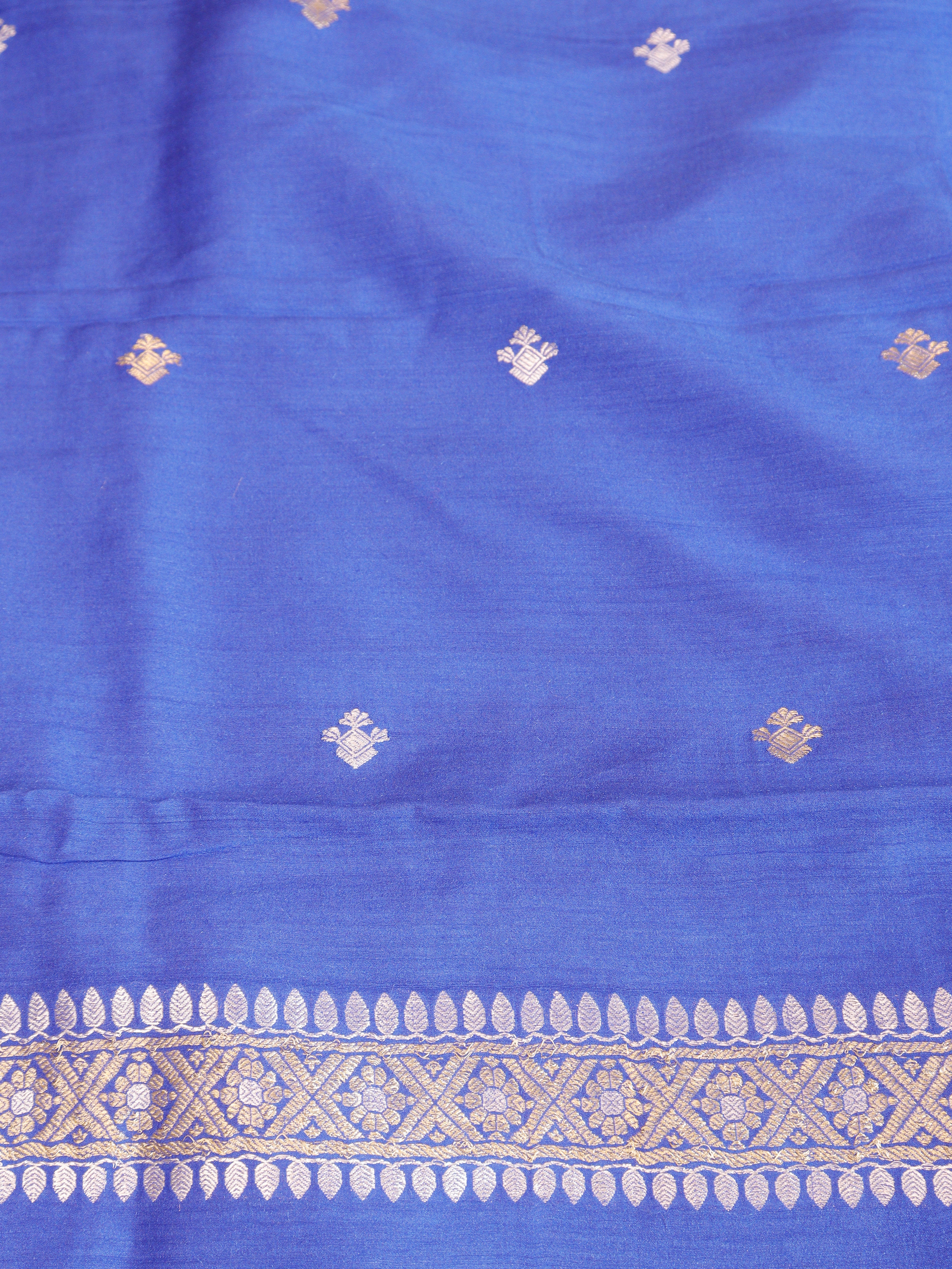 Blue Pure Moonga Silk Handloom Suit Set