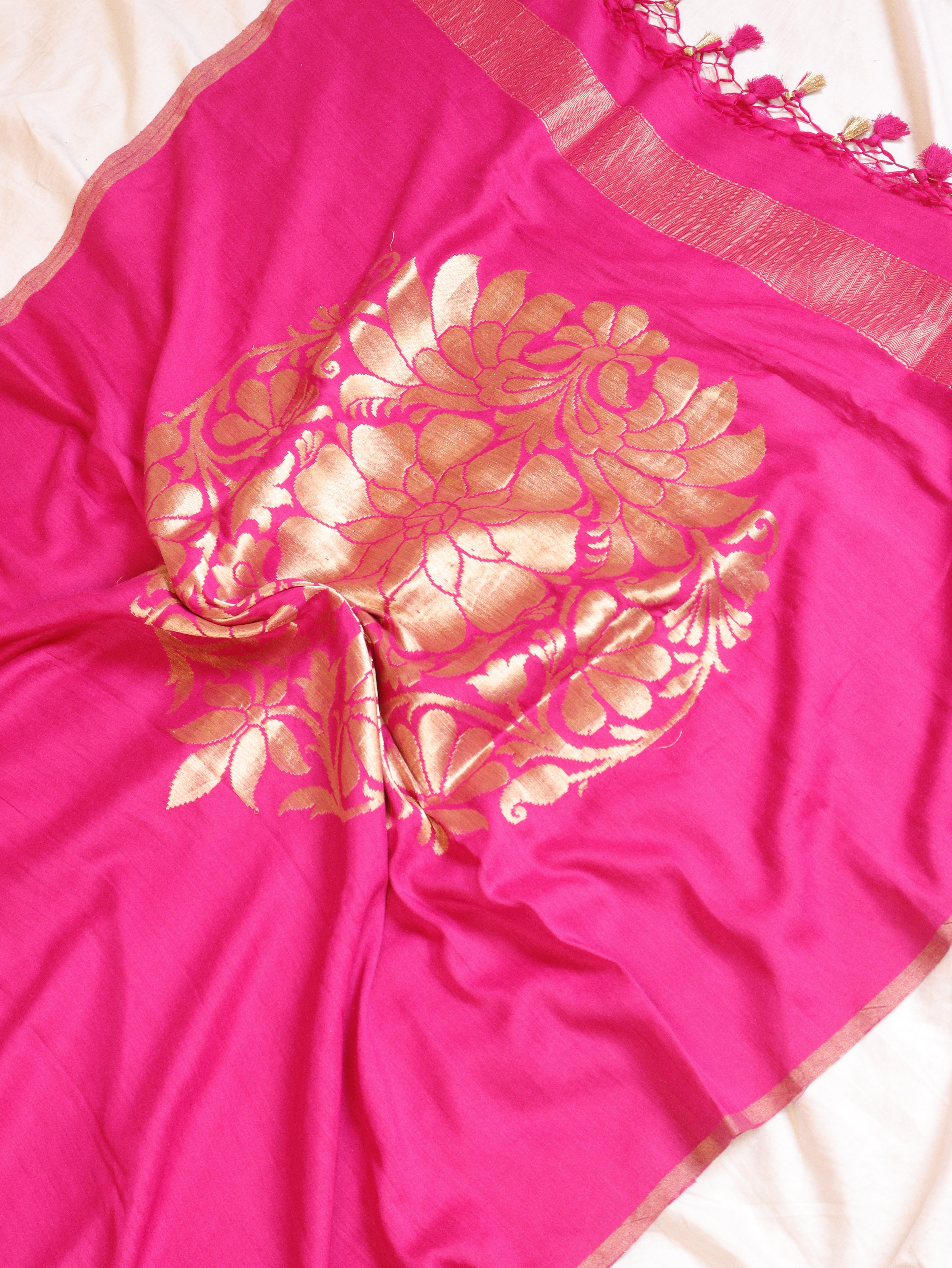 Pink Pure Moonga Silk Handloom Suit Set