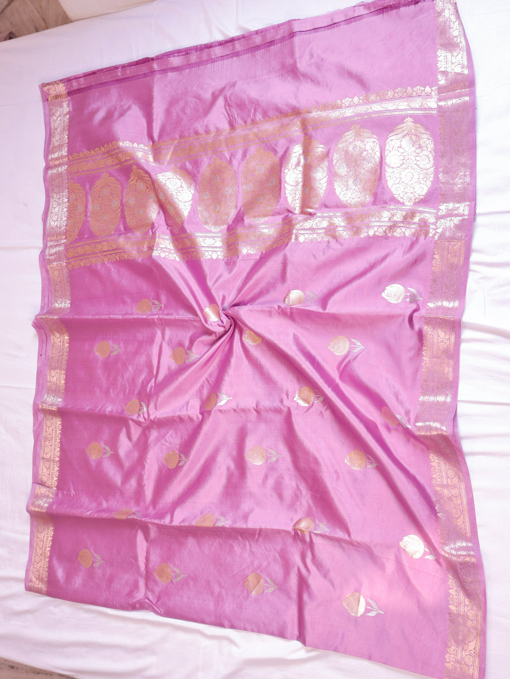 Lavender Pink Pure Soft Katan Silk Handloom Saree