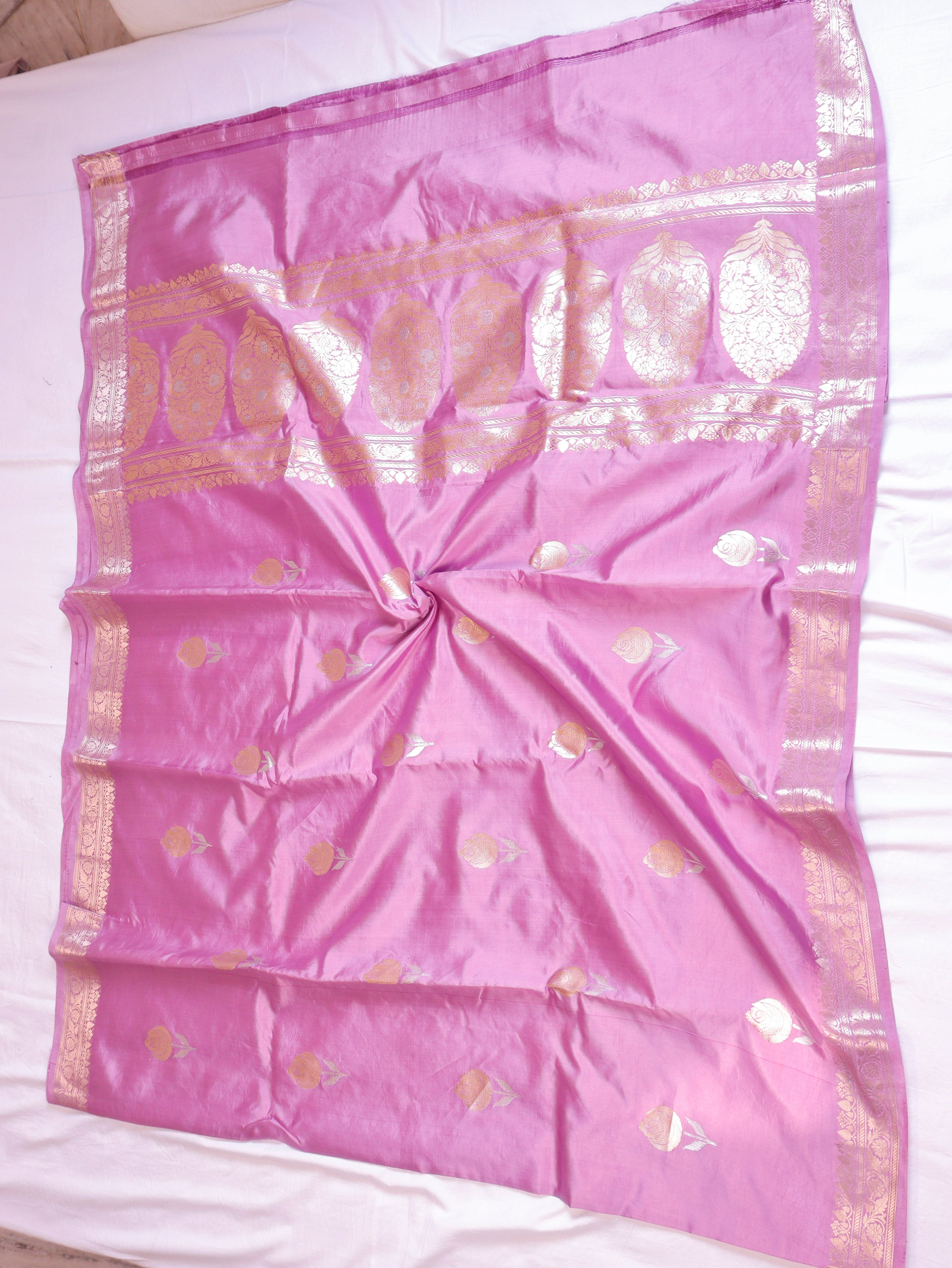 Lavender Pink Pure Soft Katan Silk Handloom Saree