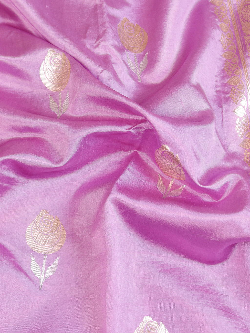 Lavender Pink Pure Soft Katan Silk Handloom Saree