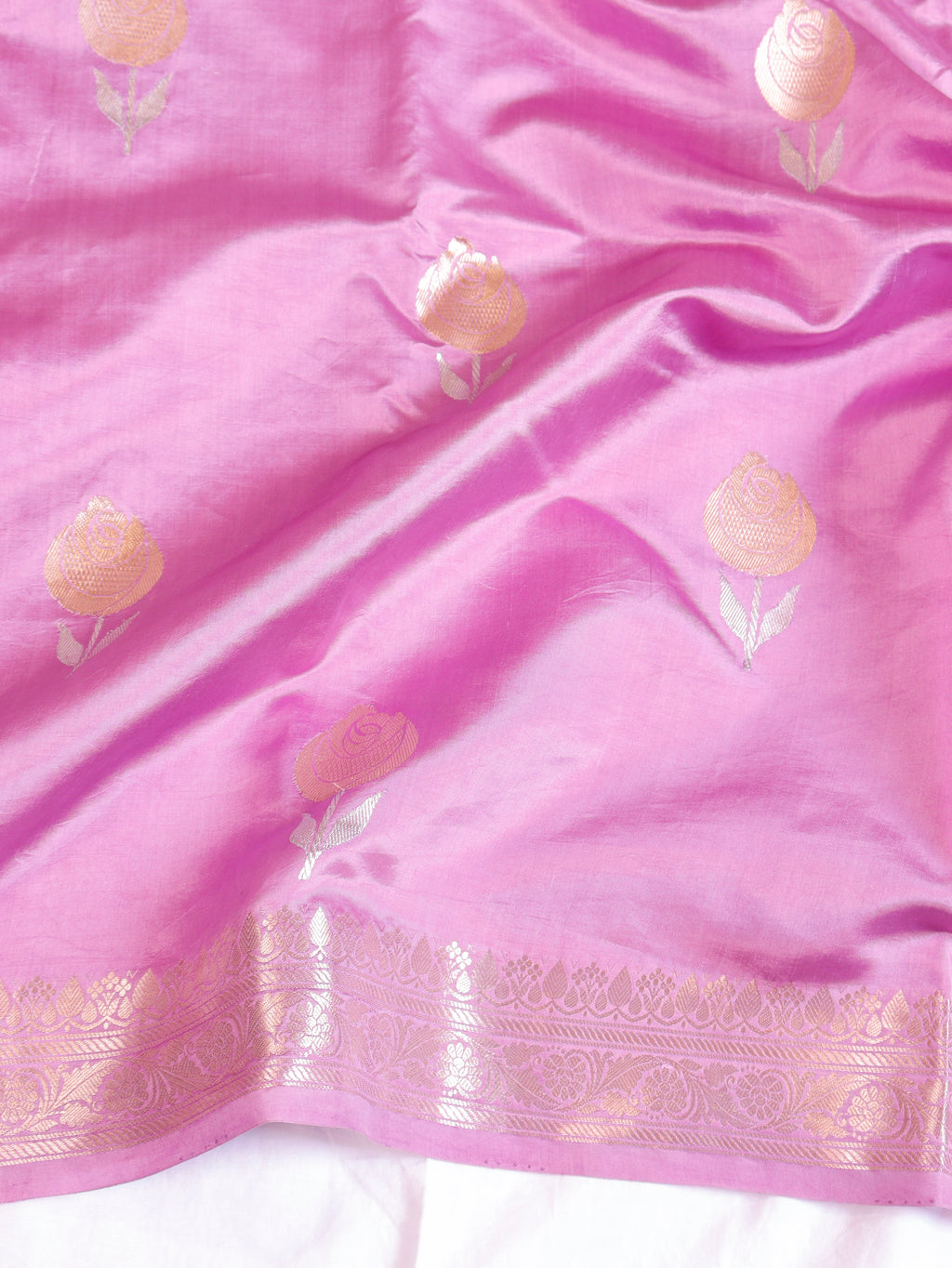 Lavender Pink Pure Soft Katan Silk Handloom Saree