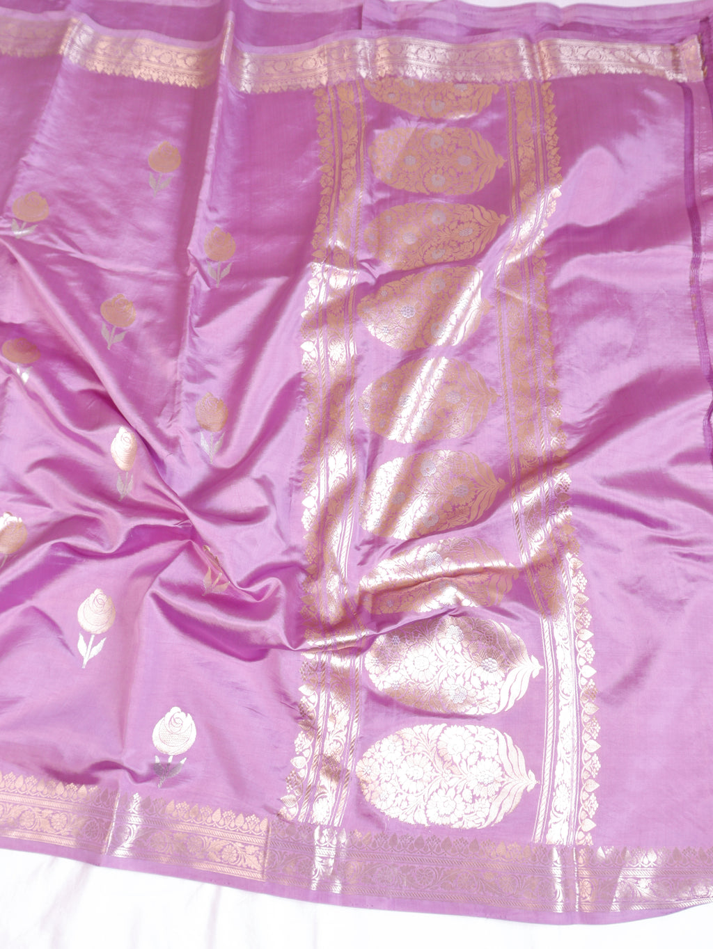 Lavender Pink Pure Soft Katan Silk Handloom Saree