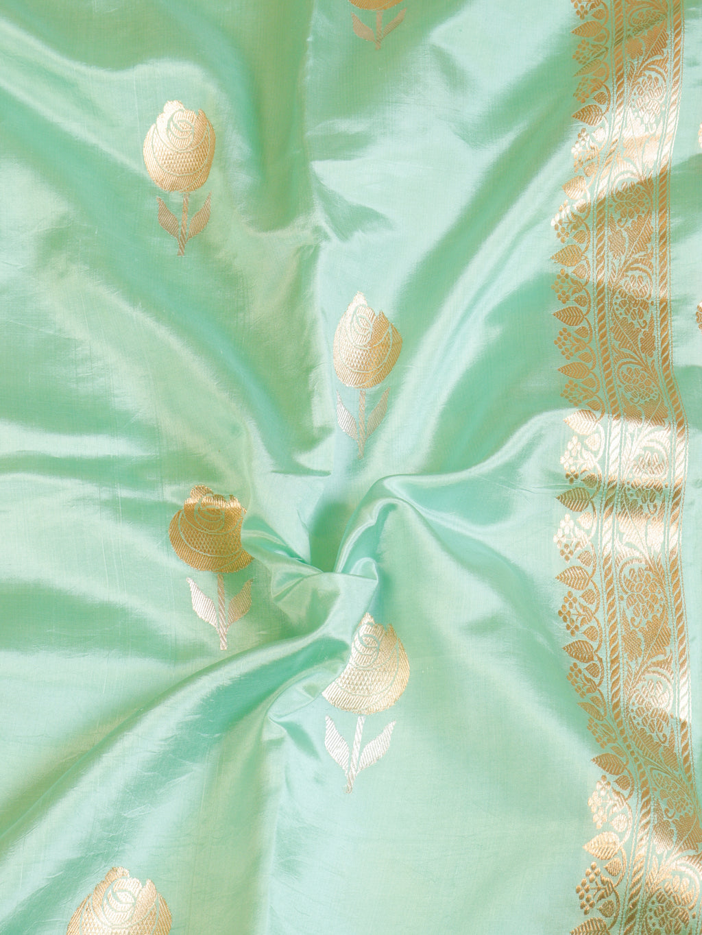 Mint Green Pure Soft Katan Silk Handloom Saree
