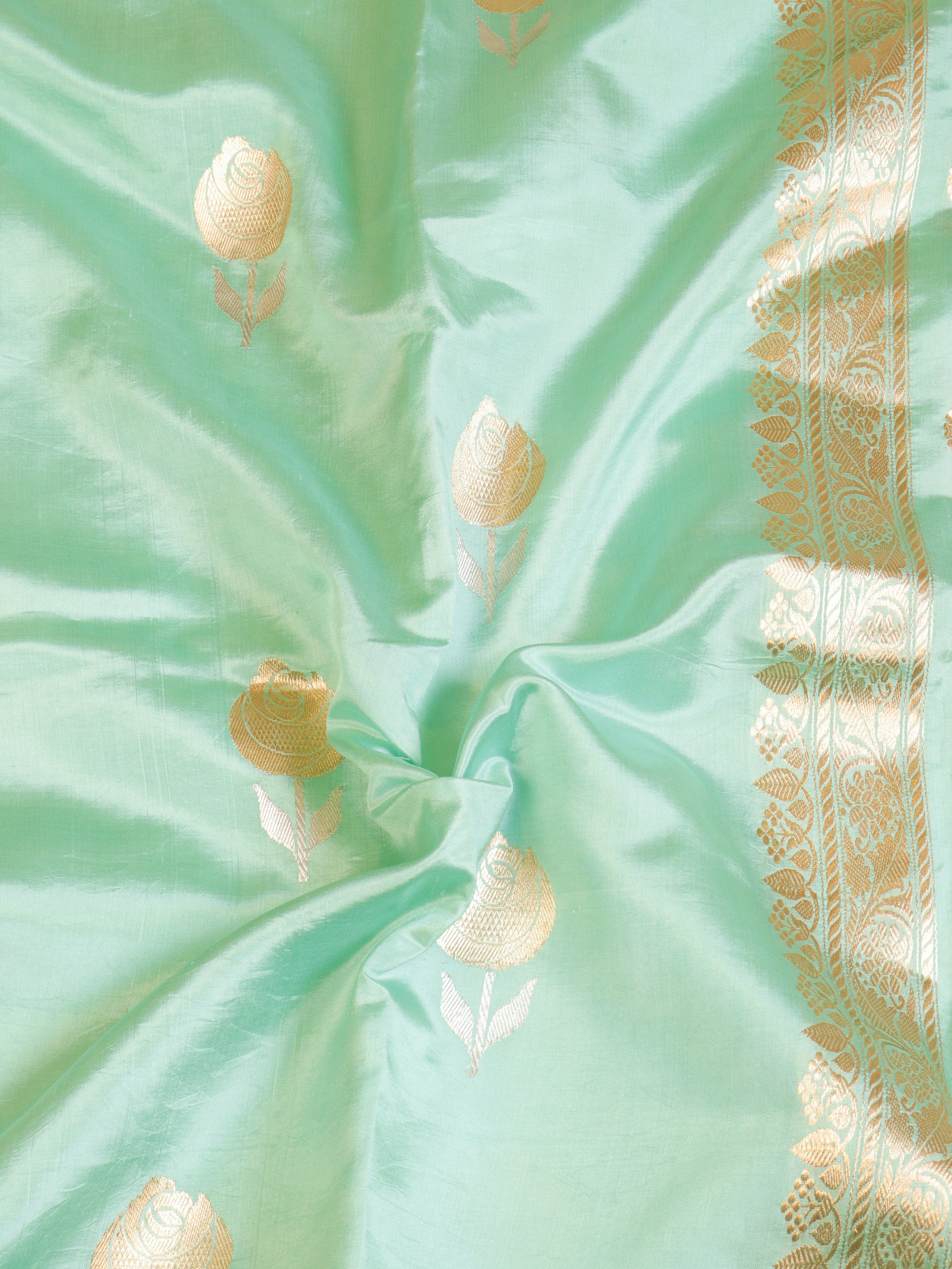 Mint Green Pure Soft Katan Silk Handloom Saree