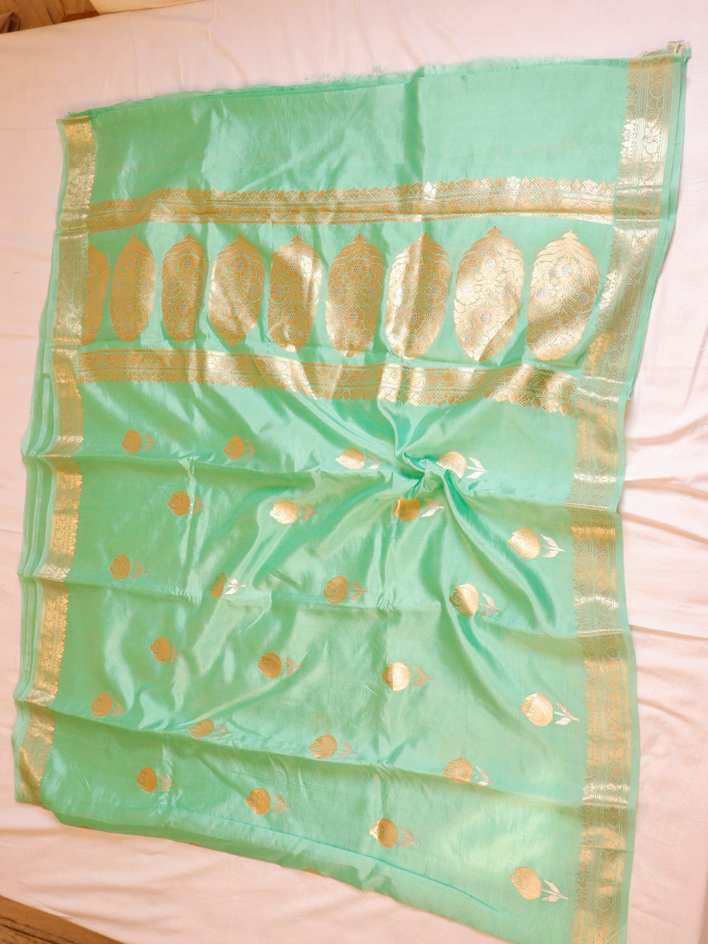 Mint Green Pure Soft Katan Silk Handloom Saree