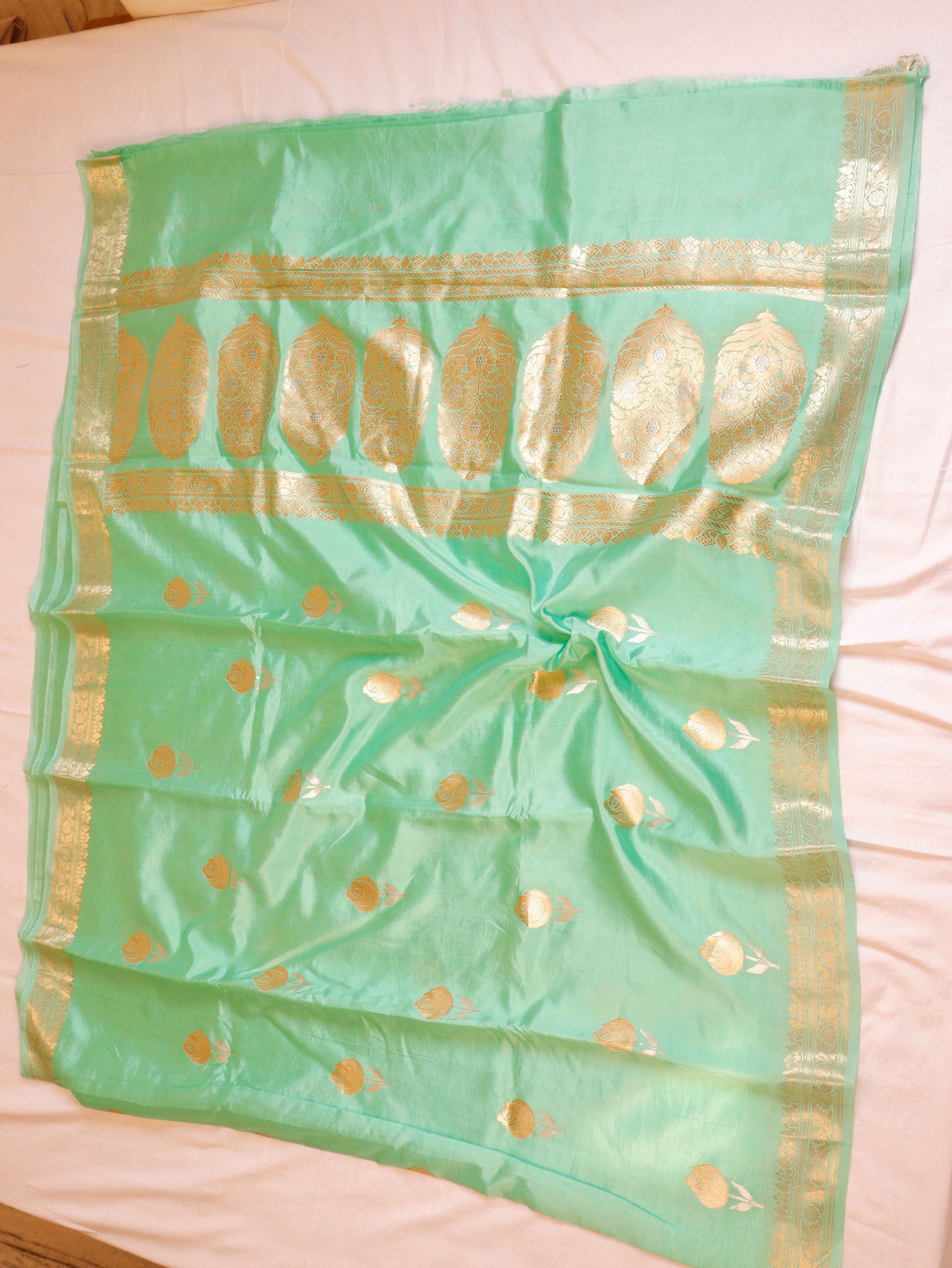 Mint Green Pure Soft Katan Silk Handloom Saree