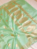 Mint Green Pure Soft Katan Silk Handloom Saree